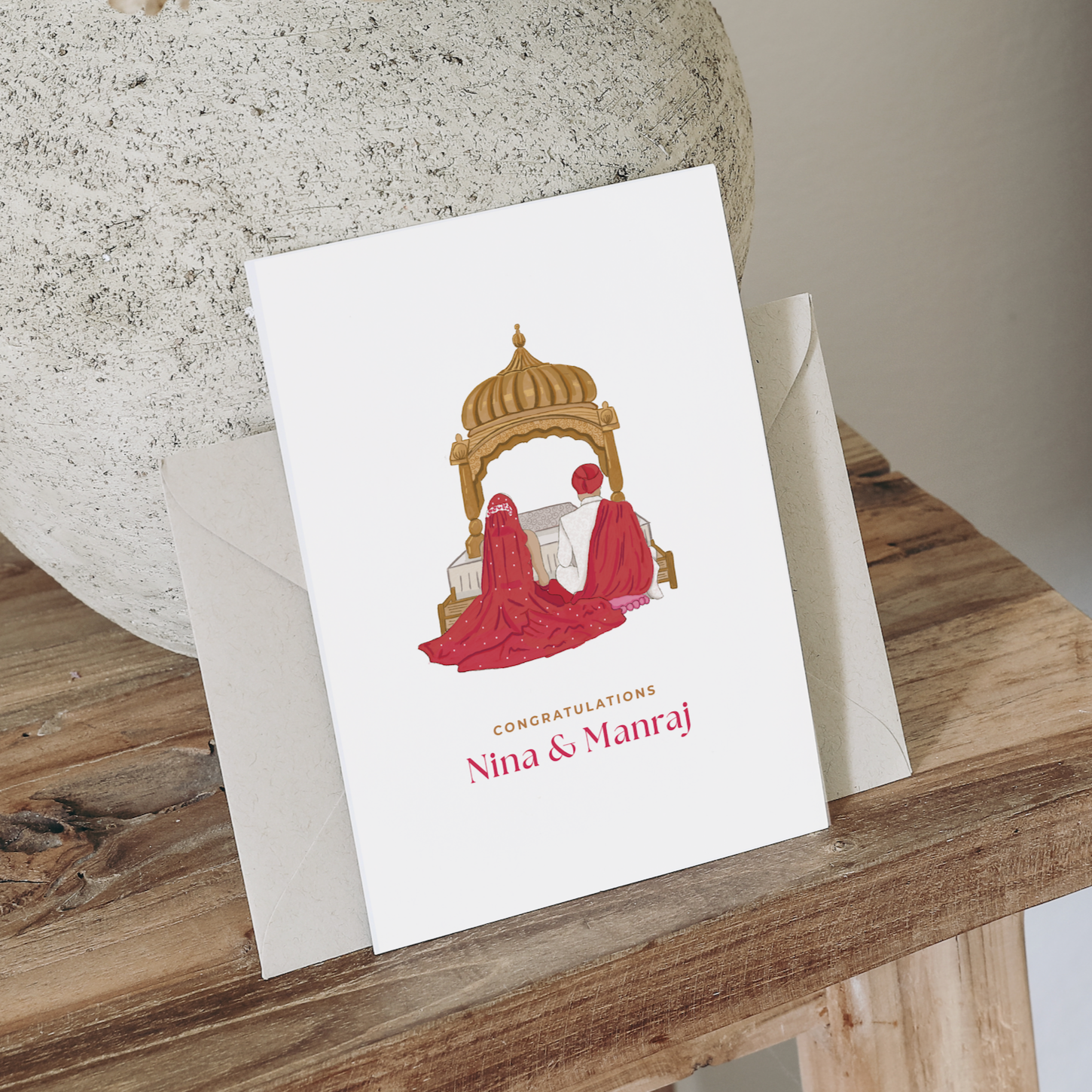 Personalised Sikh Bride and Groom Wedding Card
