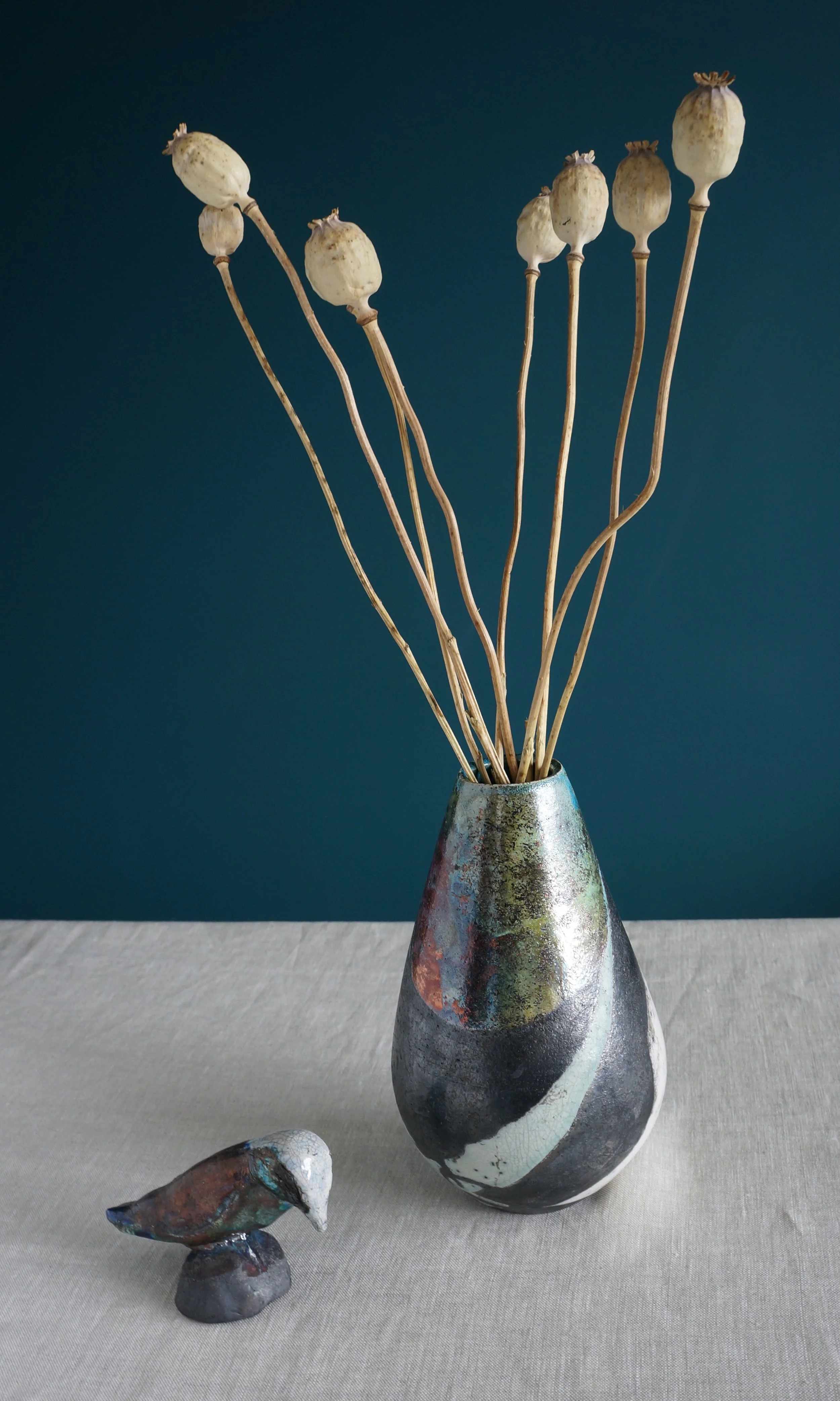 Raku Vase and Bird.JPG