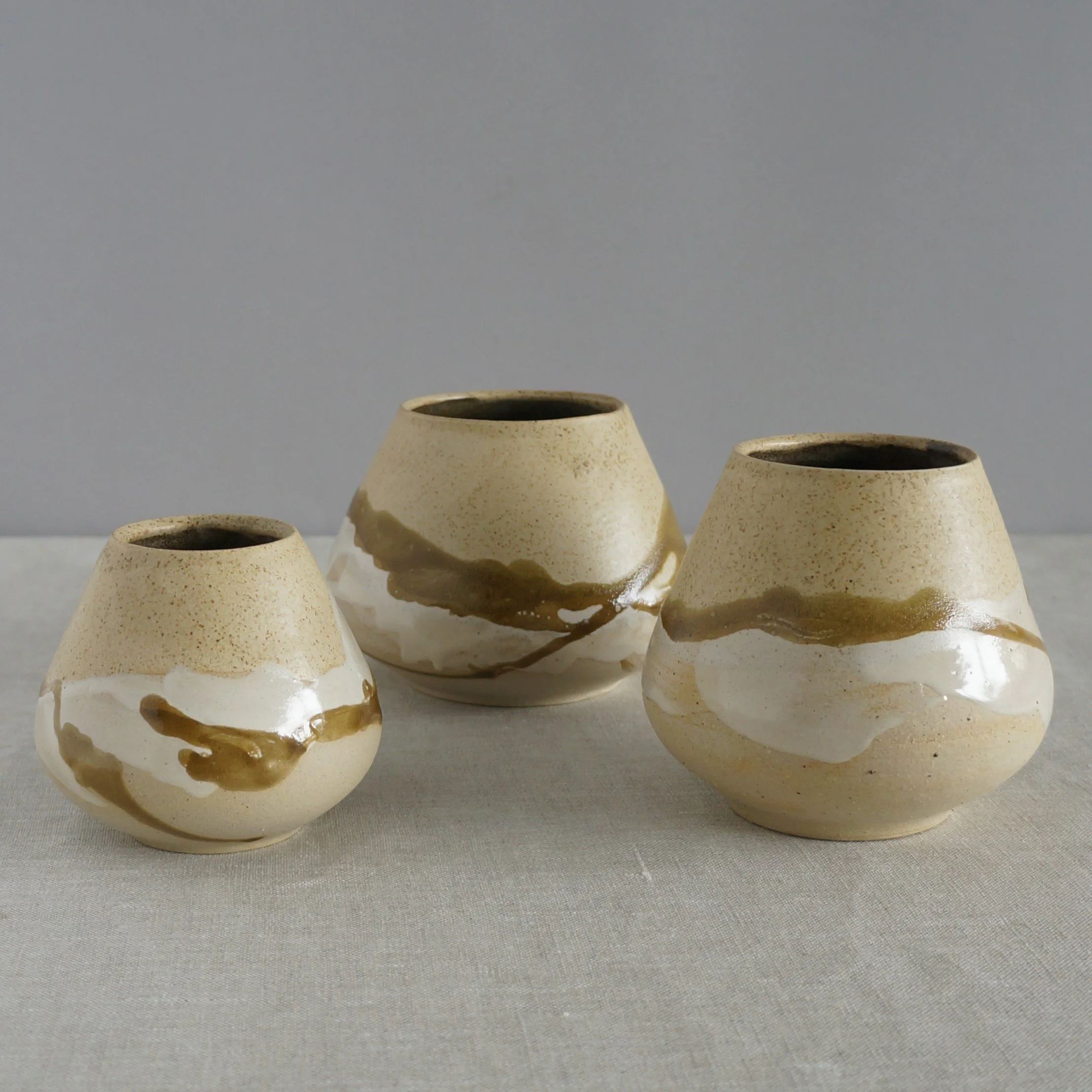 Trio of bell Landscape Vases.JPG