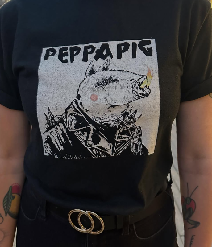 Peppa pig x Ghost rider for Cassie - 2024, ink on cotton? lol