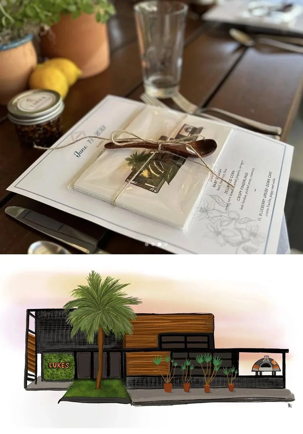 Custom illustration for Luke's Restaurant relaunch