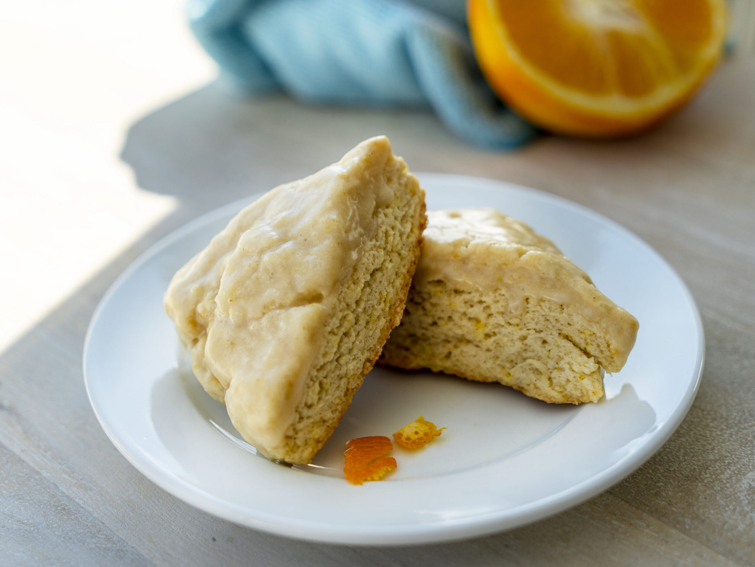 Orange cardamom scones with orange glaze