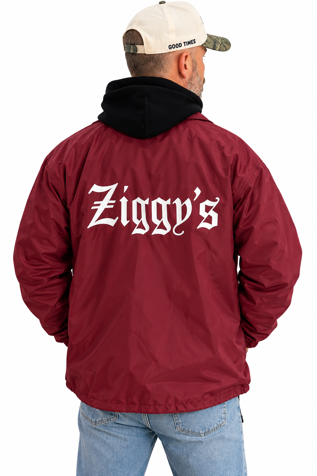 Maroon “Ziggy’s” Coach Jacket Back View.png