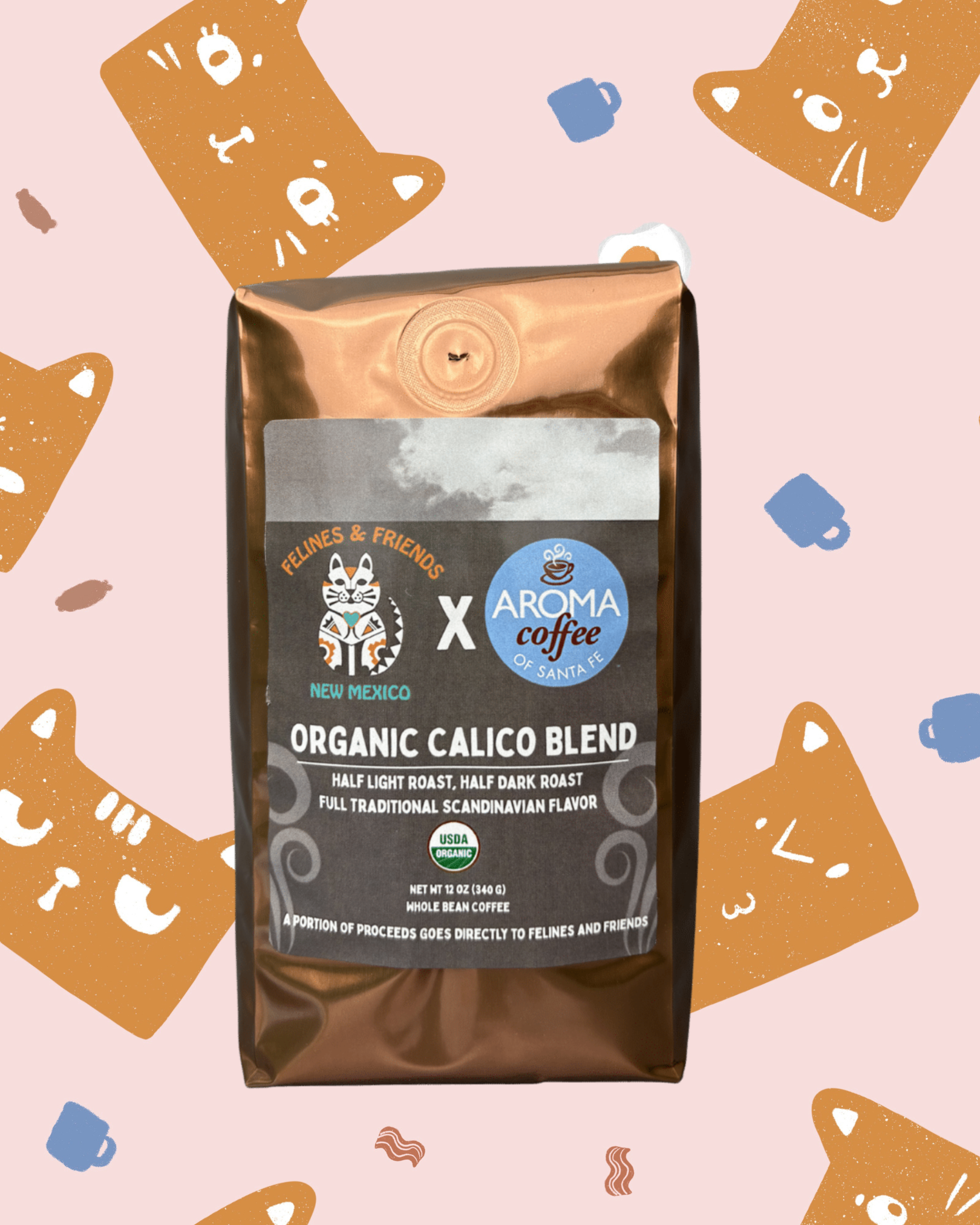 image of coffee blend with cat background