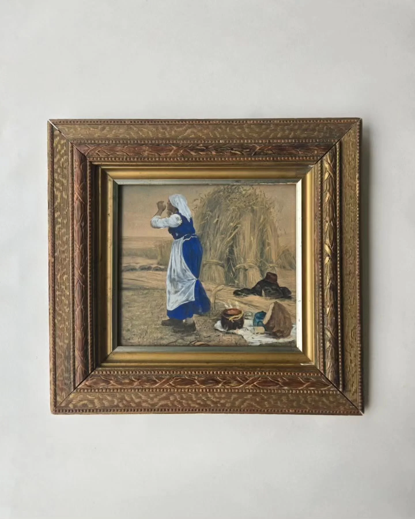 Available. Harvest Scene, c. 1880-90

This scene is part of a late 19th century tradition in French art which focused on idealized depictions of rural life. Artists such as Georges Laug&eacute;e, Jules Breton and Jean-Fran&ccedil;ois Millet are often