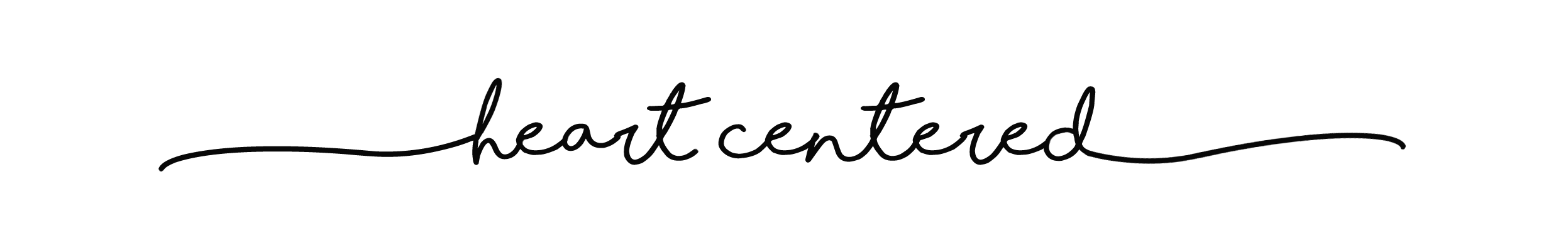 Black and white logo with cursive text that reads "heart centered".