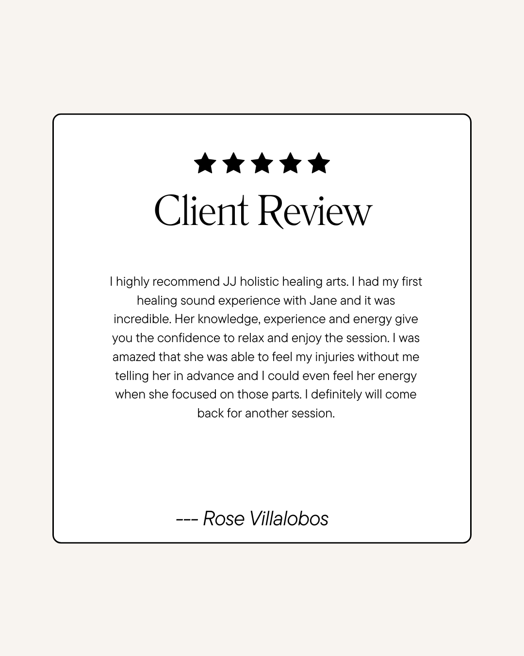 Reiki healing session review from a client describing deep relaxation at JJ Holistic Healing Arts