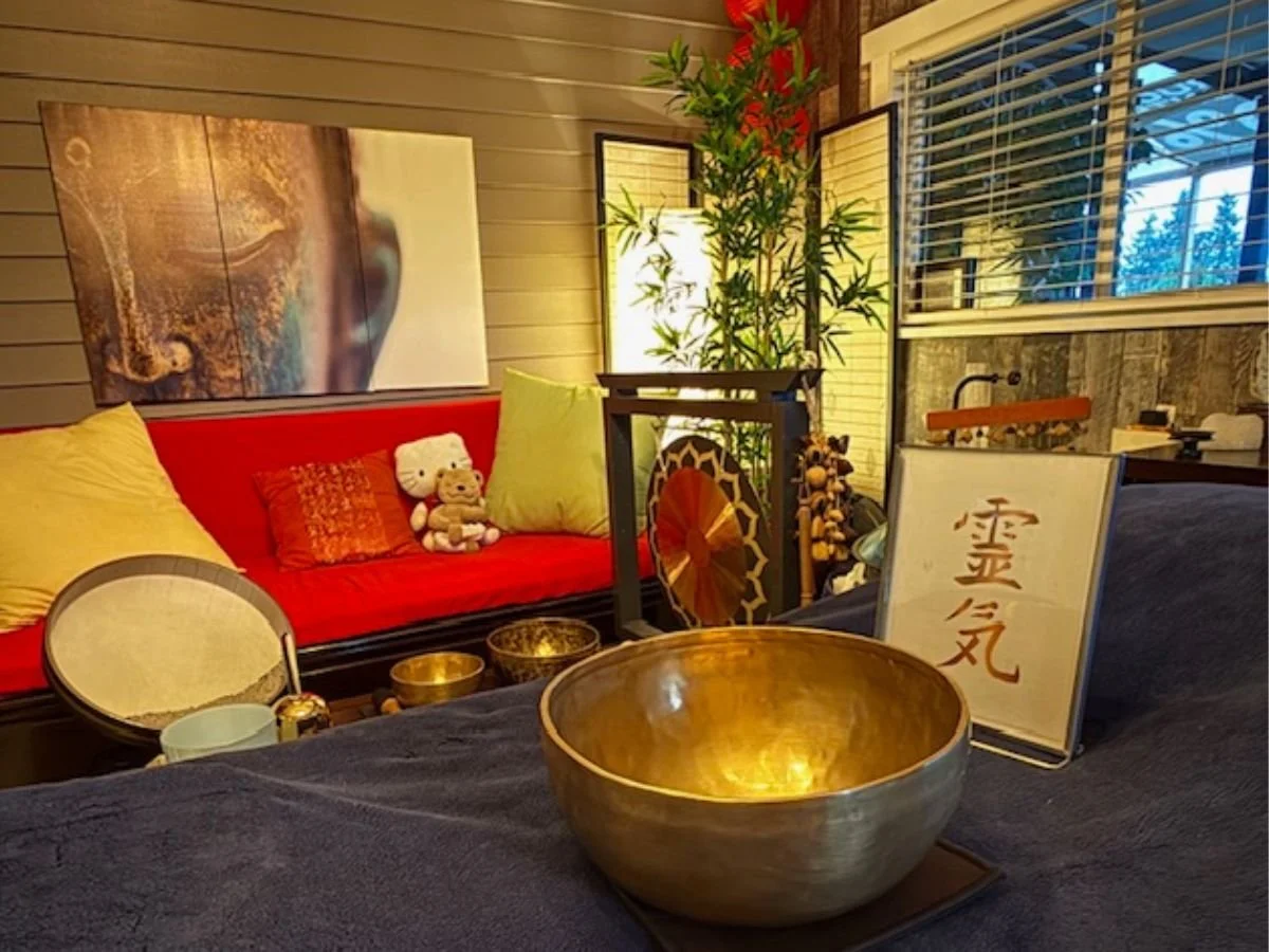 Reiki and sound bath healing studio in Coquitlam for relaxation and nervous system reset