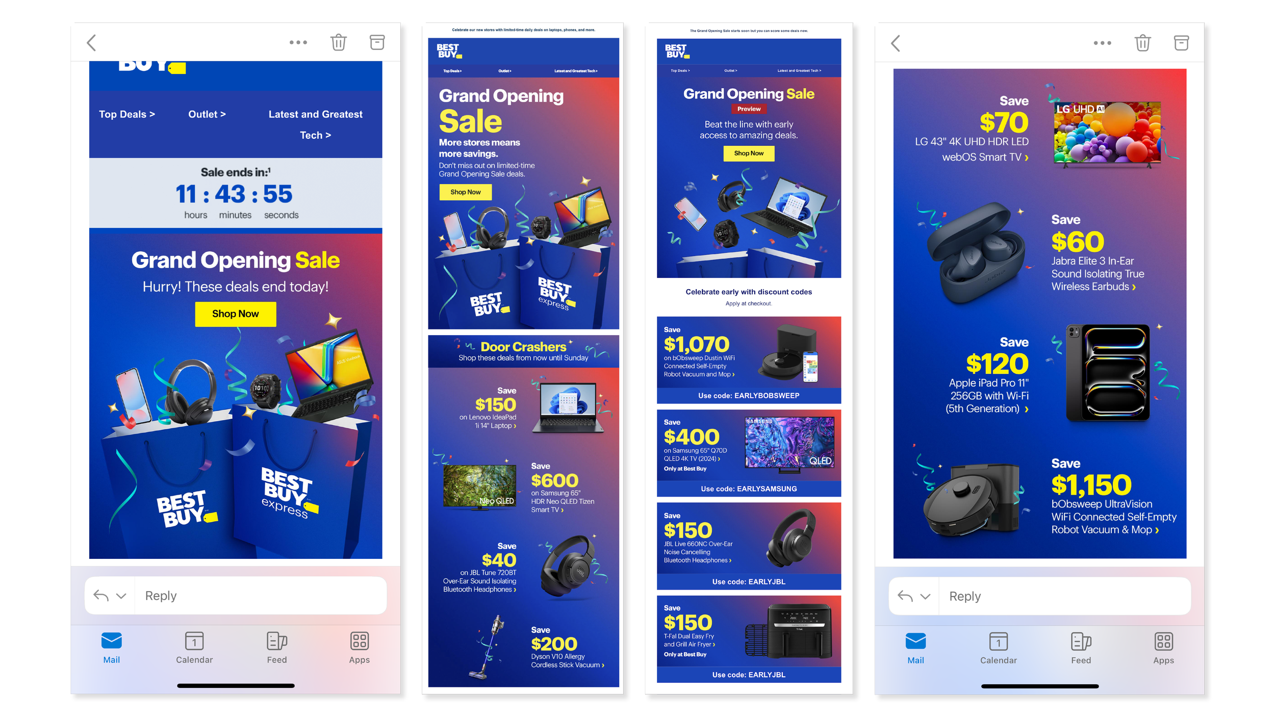 Best Buy Express Grand Opening Sale - National Campaign. I designed the campaign, created all assets and channel examples, created a guide and taught it to production teams, oversaw and supervised the rollout. Deliverables included website assets, di