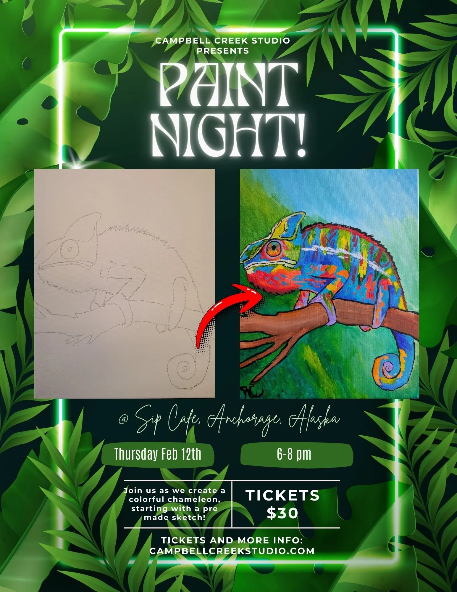 Colorful Chameleon Paint Night