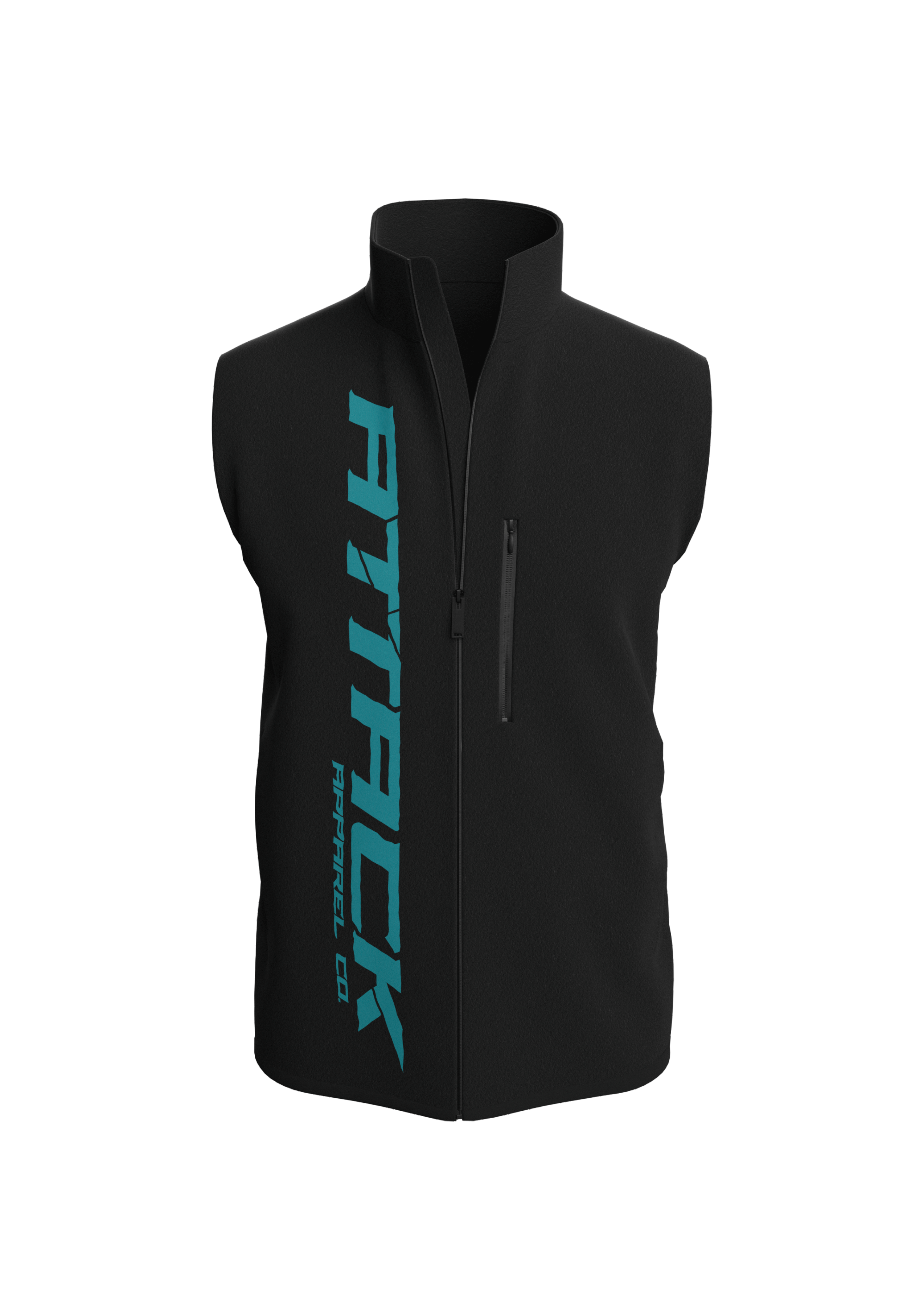 Fleece-Vest---Attack-Apparel---Black-and-Teal-design-Front-View.gif
