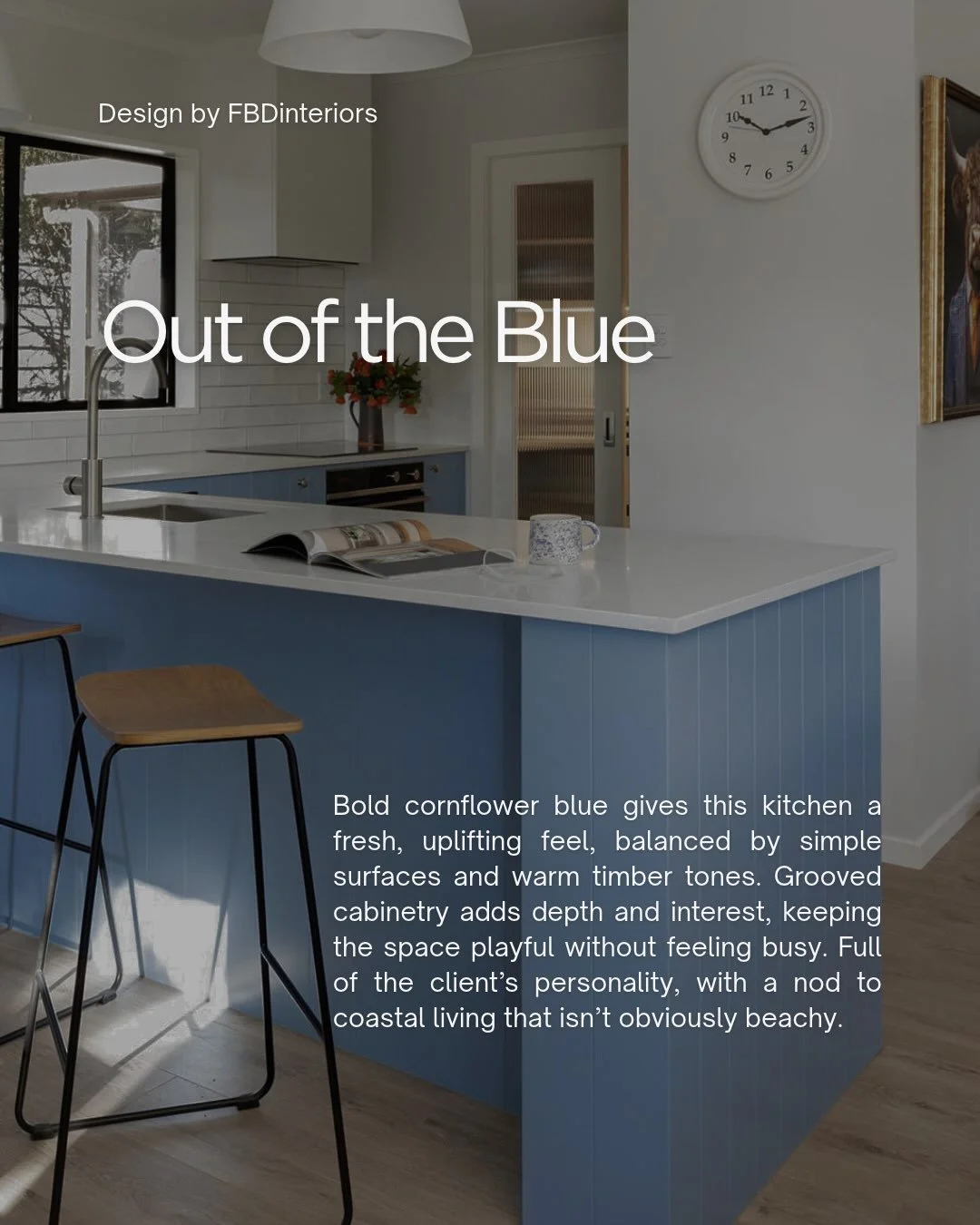 This kitchen almost ended up white.

Which is funny, because right from the beginning, my client had been very clear that she wanted a blue kitchen.

We thought we&rsquo;d found the right colour, but in the space it felt too dark and pulled green. An
