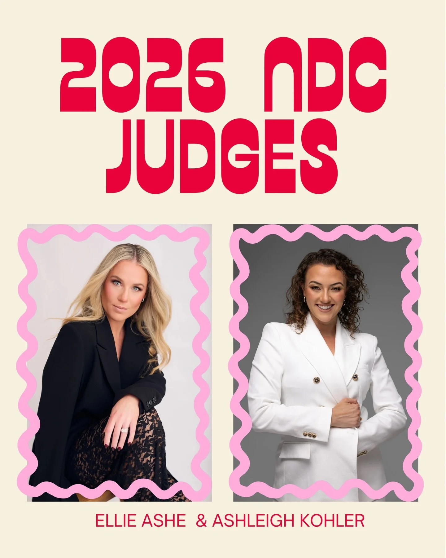 We are SO excited to announce our 2026 judges- the amazing Ellie Ashe &amp; Ashleigh Kohler! Swipe to read their bios ❤️🩷 third finals gala judge will be announced at a later date! @ell.ashe @ashkohler_