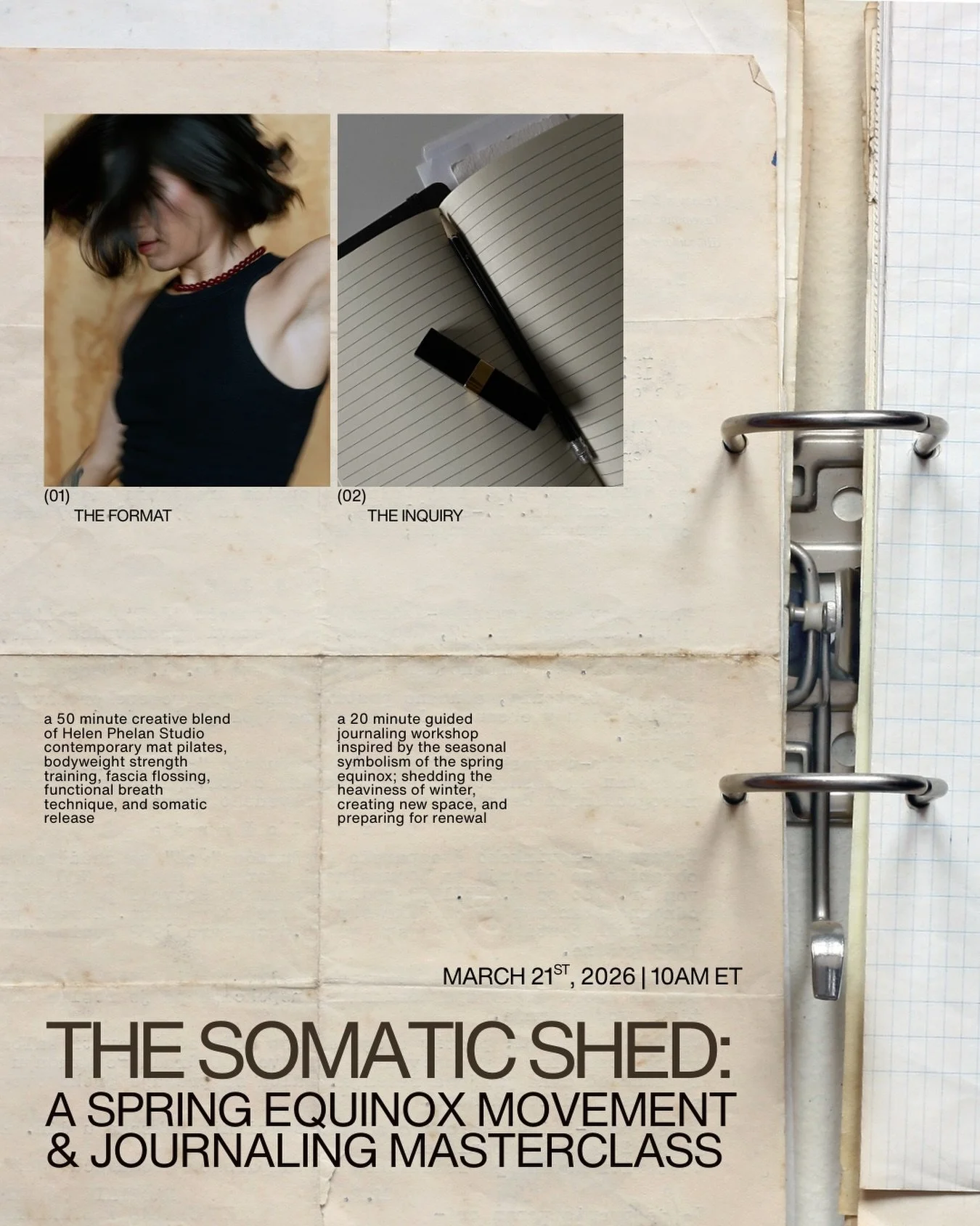 In this free 75 minute workshop we&rsquo;ll move through a 50 minute version of the Helen Phelan Studio signature class, The Format: a creative blend of contemporary mat pilates, bodyweight strength training, fascia flossing, functional breath techni