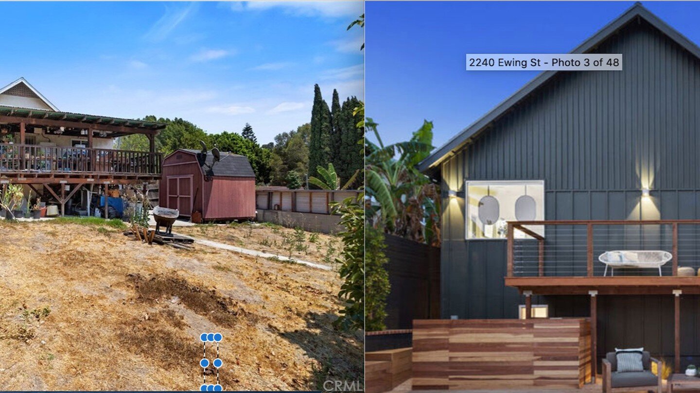 B4&amp;after of our latest project in Silverlake, CA on Ewing St. We removed the old deck, while adding a new upstairs primary bed/bath living area along with a private downstairs rec room and a new deck. Fun project that is now complete. Design cour