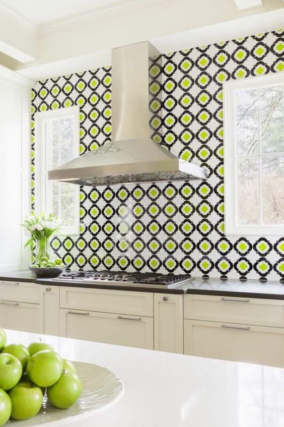 Greenery pattern splashback