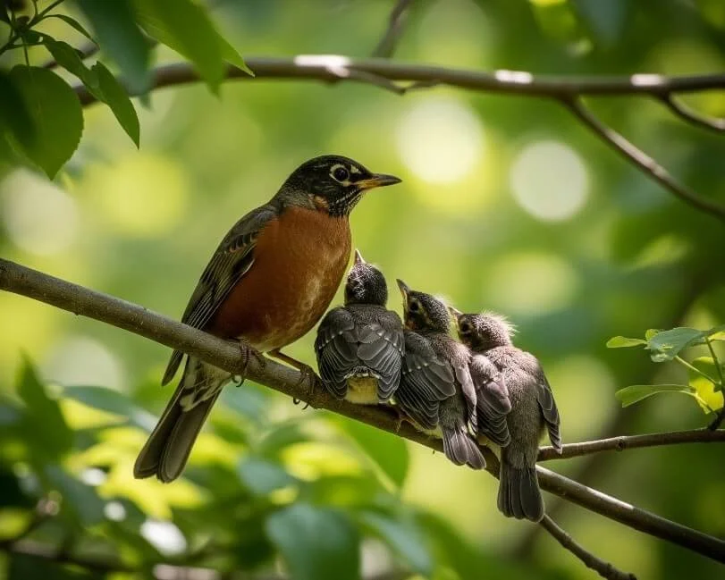 Birds on branch