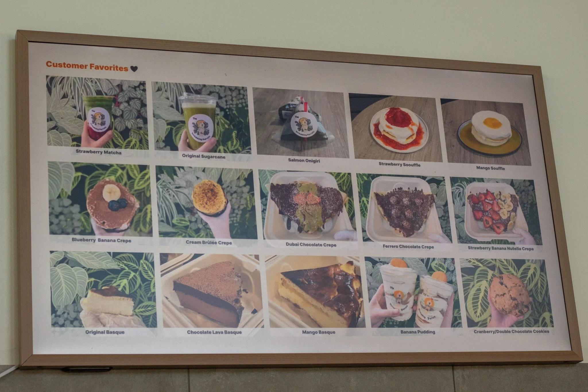 A poster with photos of "Customer Favorites".