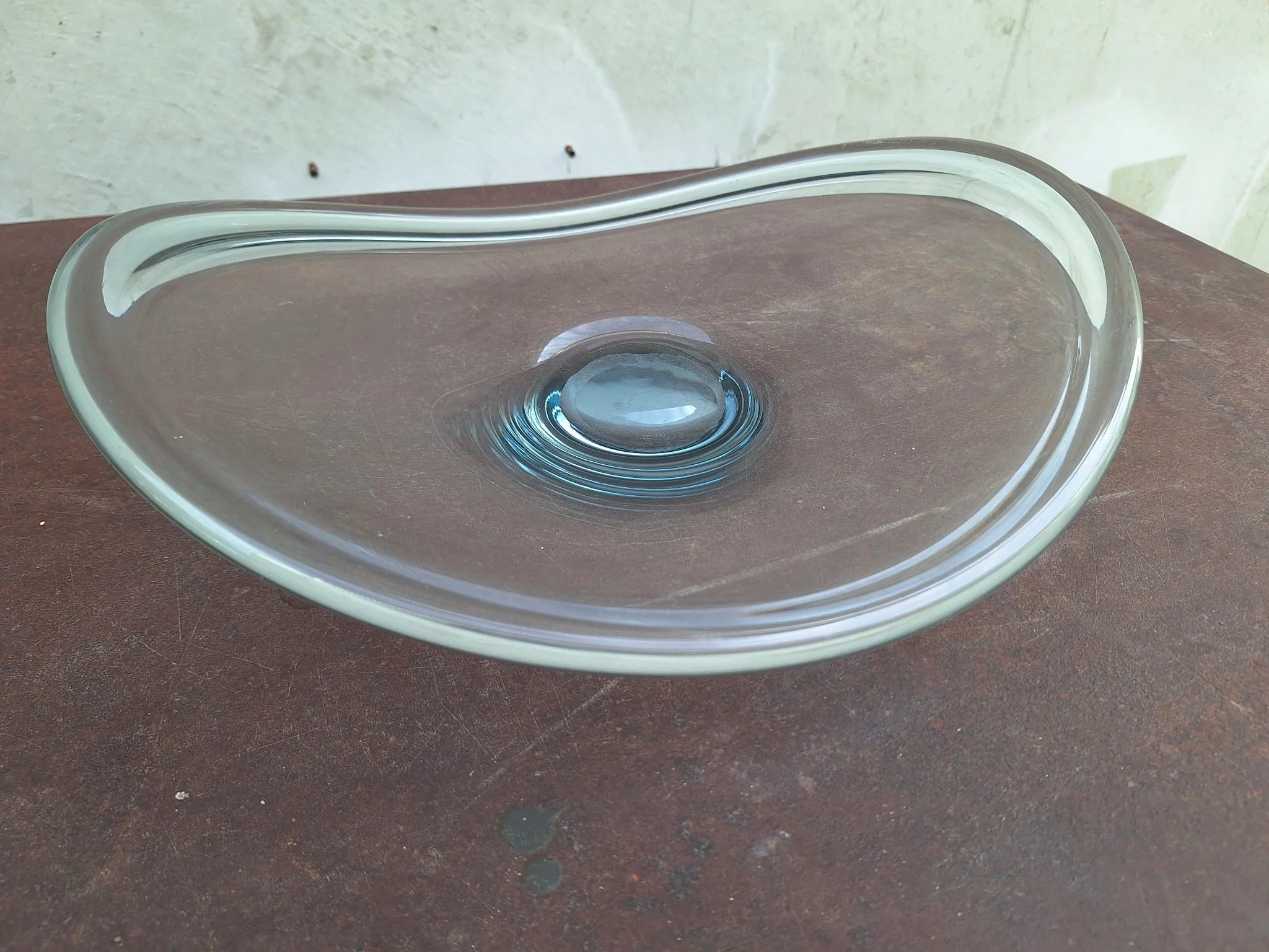holmegaard iceblue glass centrepiece bowl detail