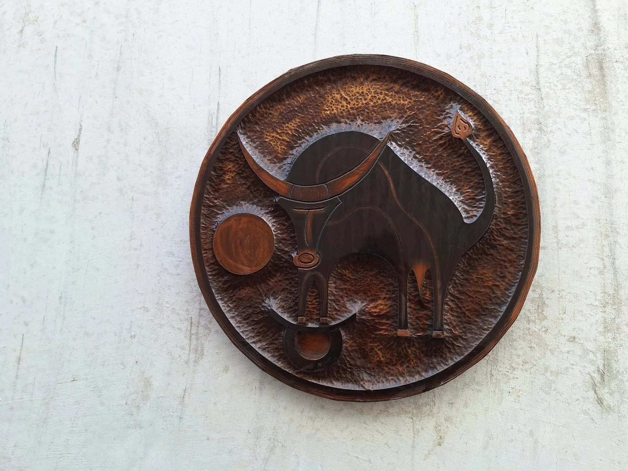 Vintage Copper Bull Wall Art