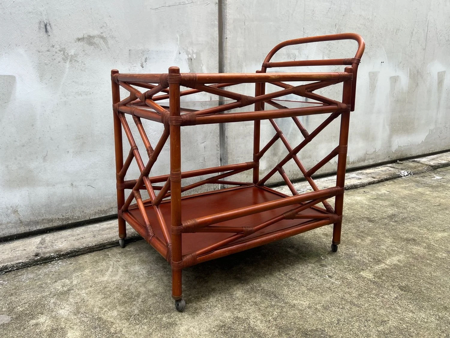 Vintage Cane Tea Trolley