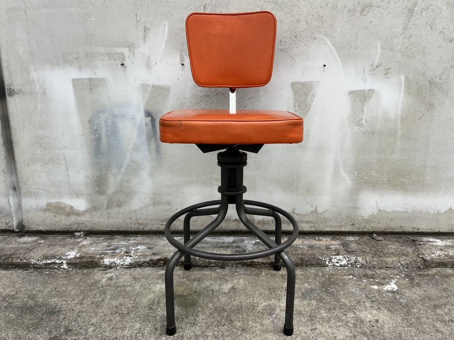 kush interiors industrial adjustable stool orange 05