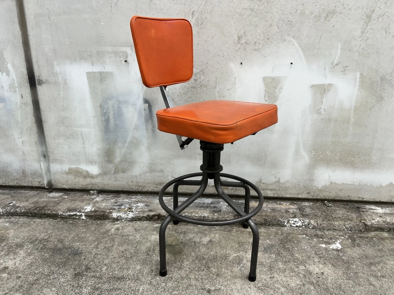 kush interiors industrial adjustable stool orange 08