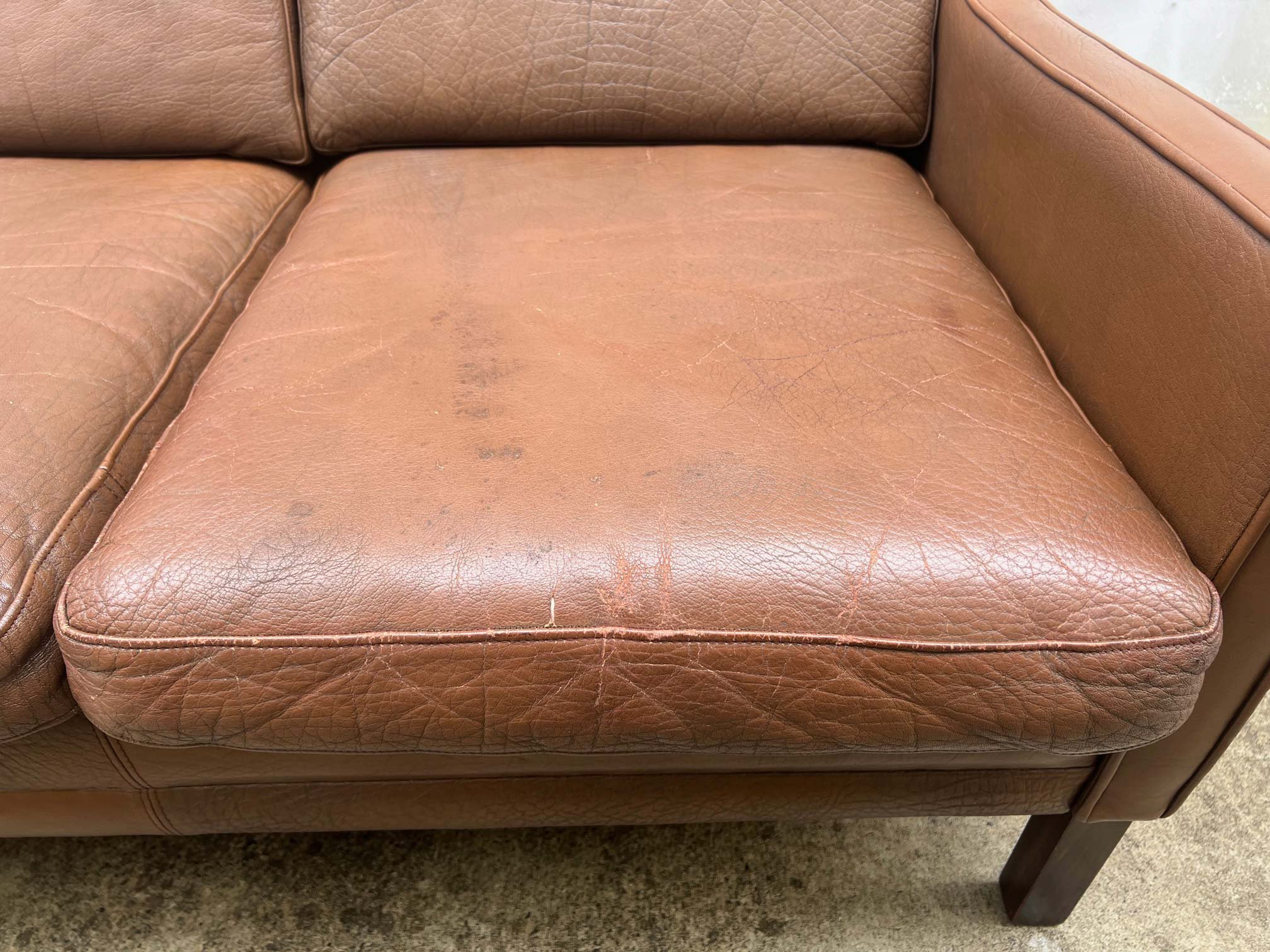 1970’s Børge Mogensen Style Three-Seat Leather Sofa by Georg Thams, Denmark