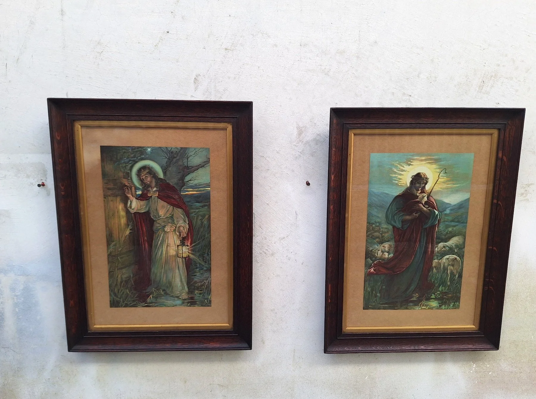 Vintage Jesus Prints in Silky Oak Frames