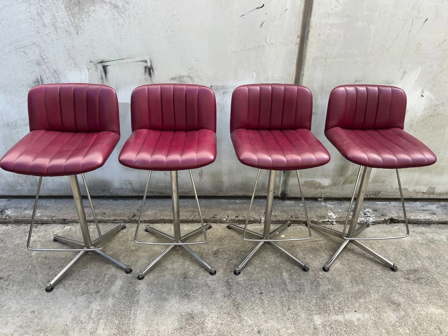 Set of 4 Original Mid-Century Swivel Bar Stools