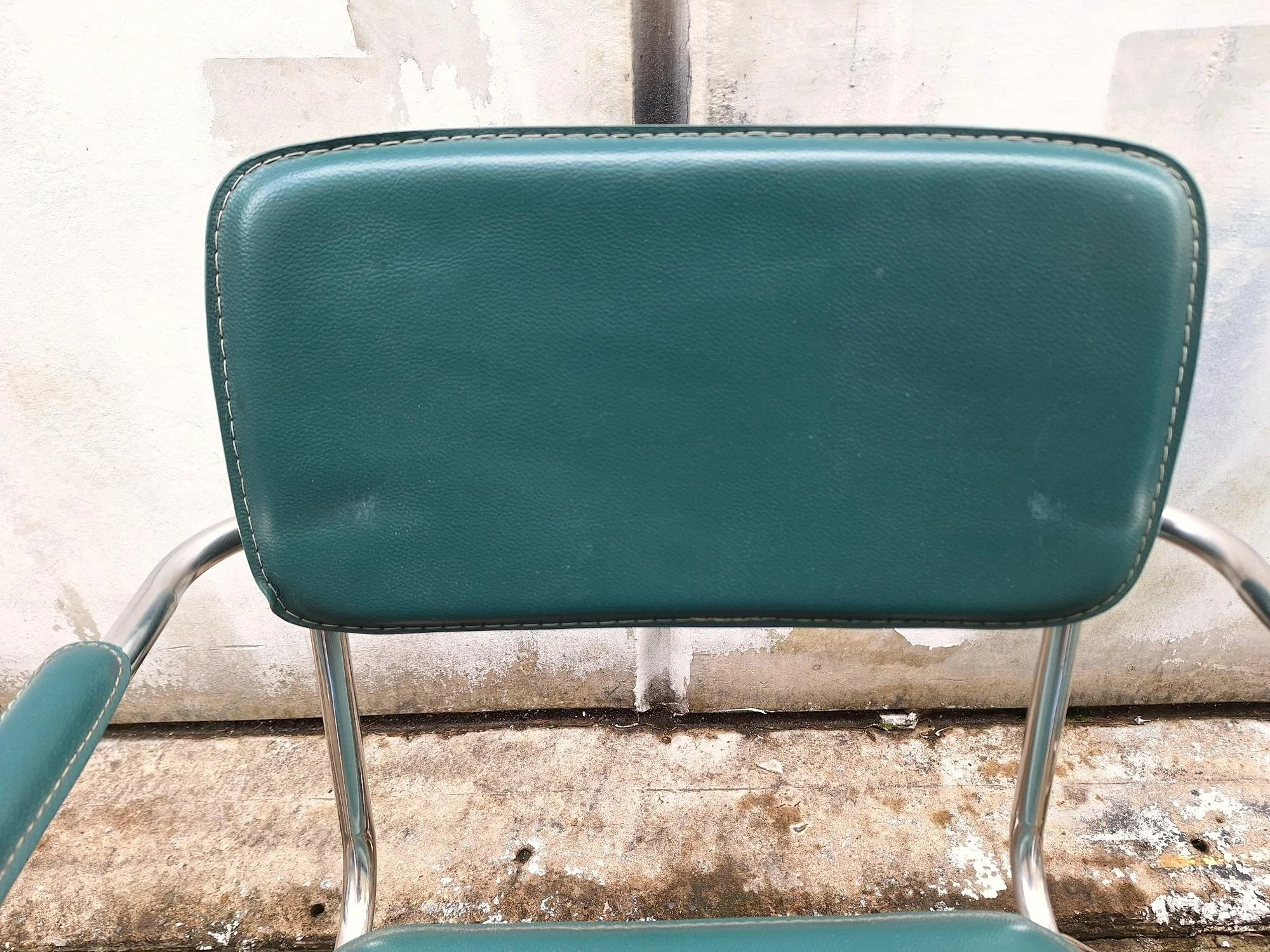 midcentury chrome green dining chairs 07