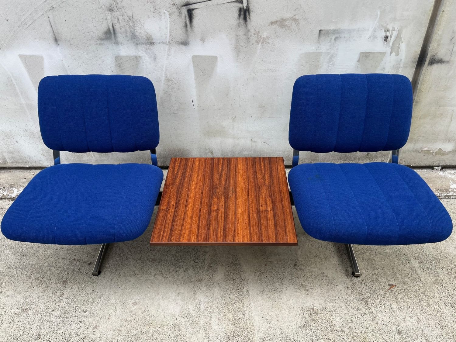 Mid-Century Modern Bench with Table