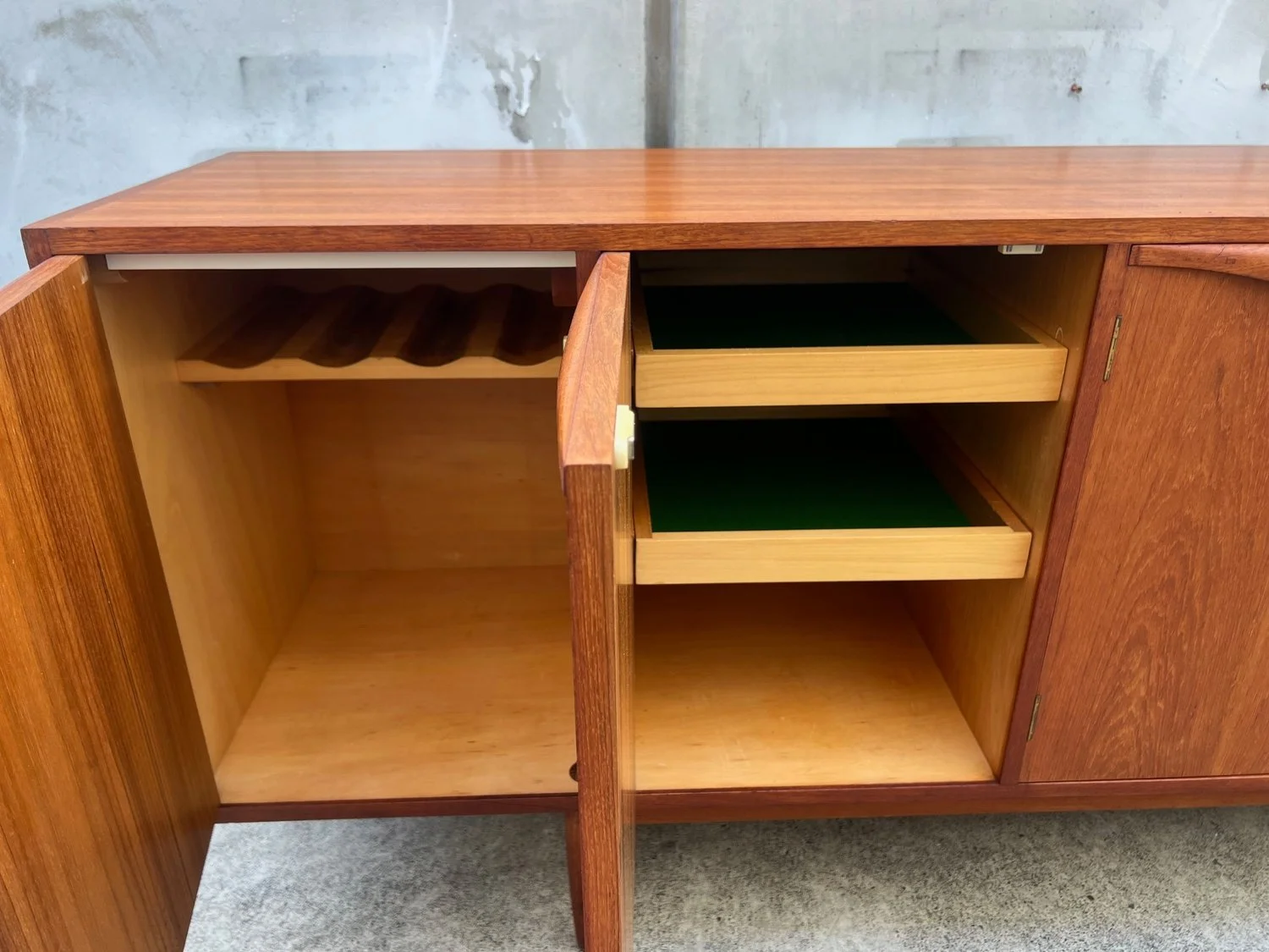 Restored Mid-Century Modern Extra Large Chiswell Wave Handle Sideboard