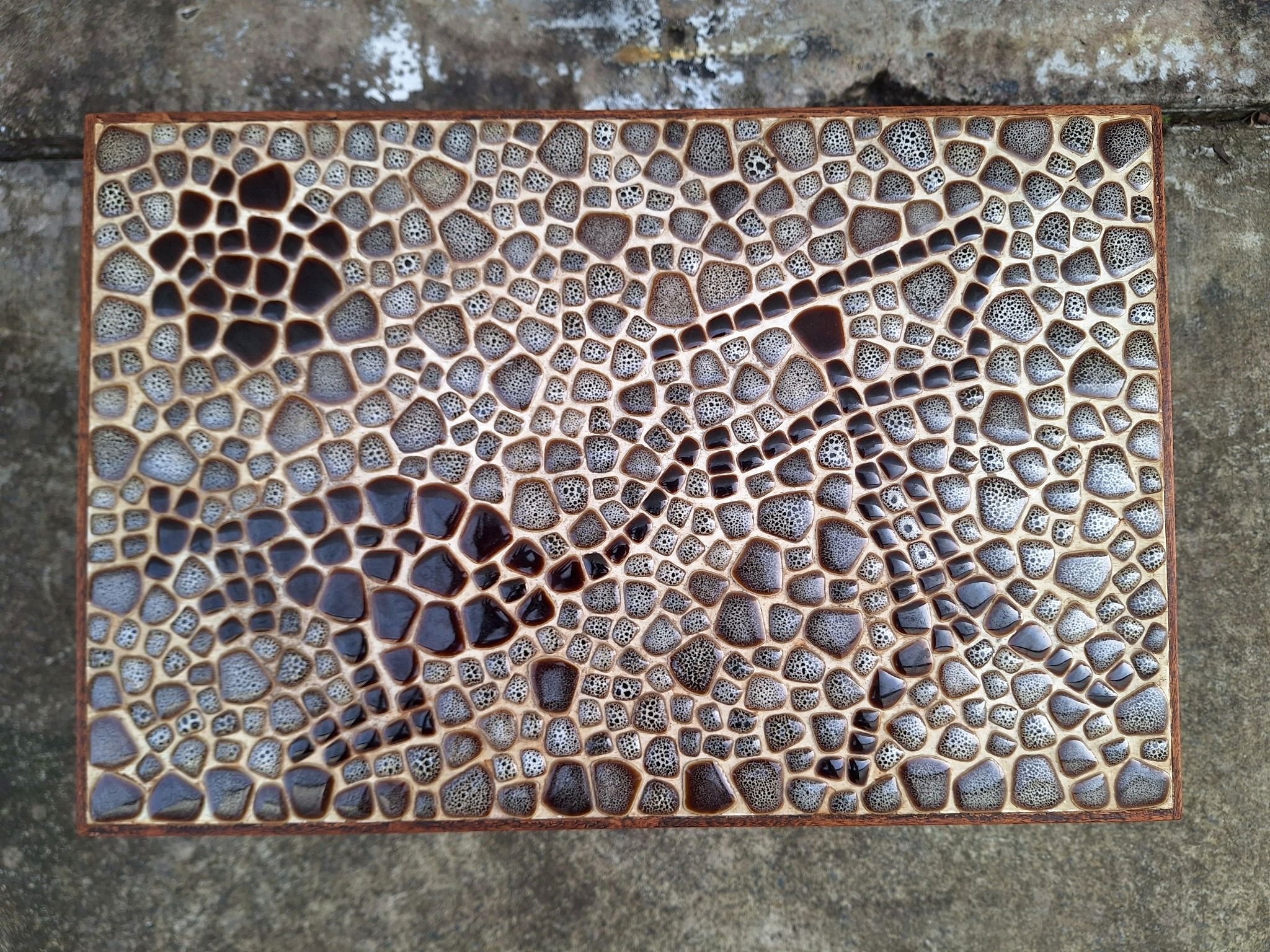 vintage ceramic mosaic coffee table detail