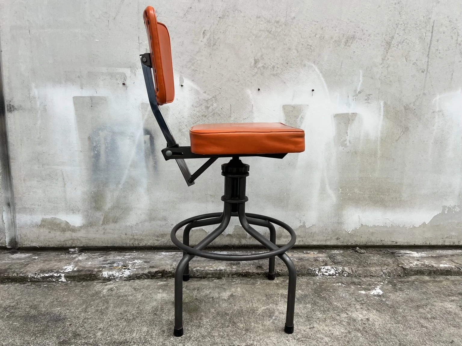 kush interiors industrial adjustable stool orange 09