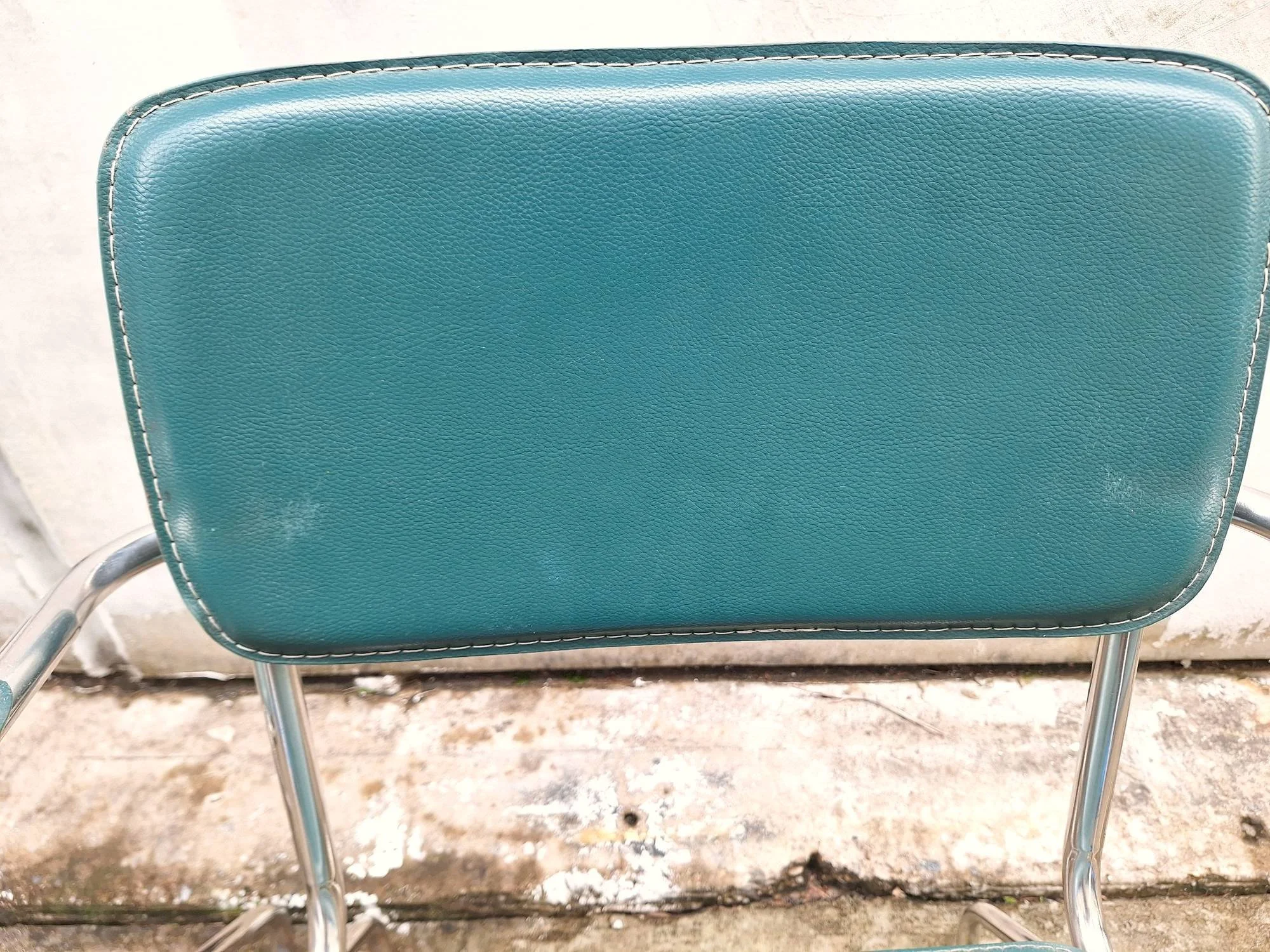 midcentury chrome green dining chairs 08