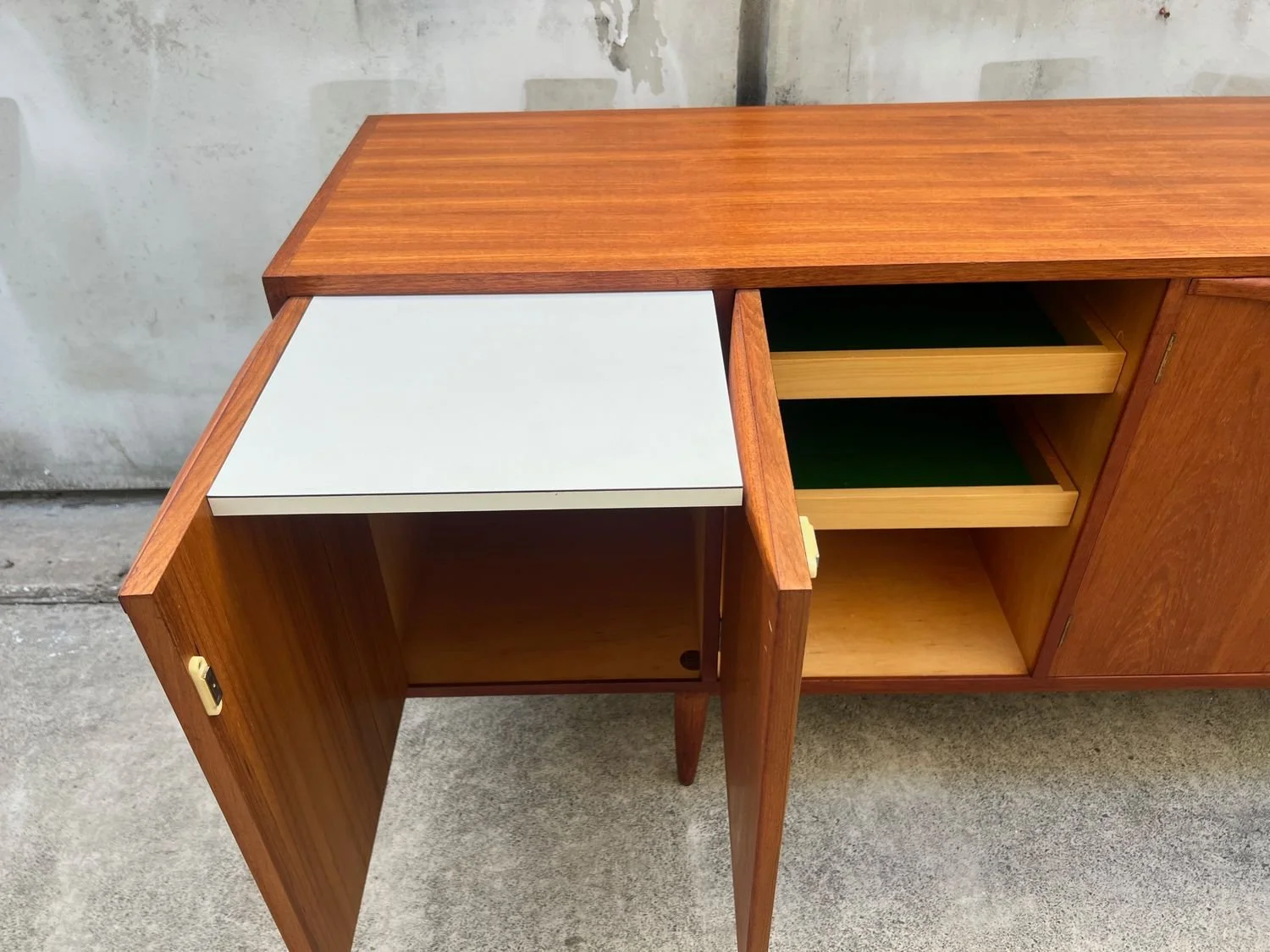 Restored Mid-Century Modern Extra Large Chiswell Wave Handle Sideboard