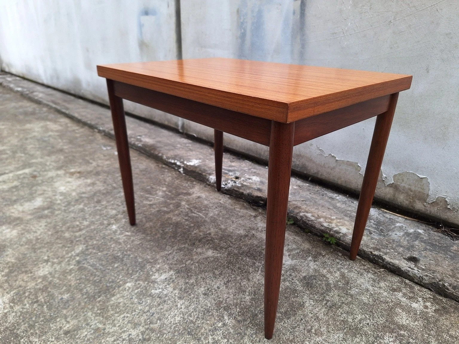 Mid-Century Side Table with Teak Base
