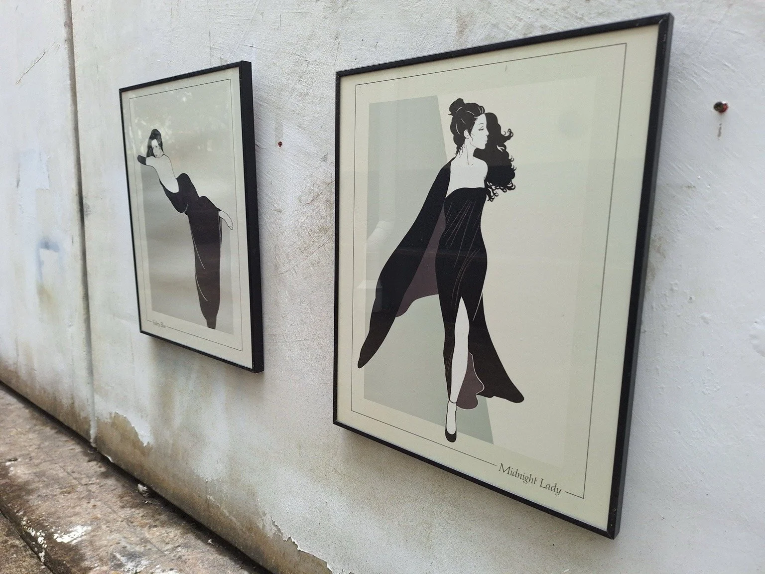 Pair of Vintage Fashion Prints — Sultry Blue & Midnight Lady