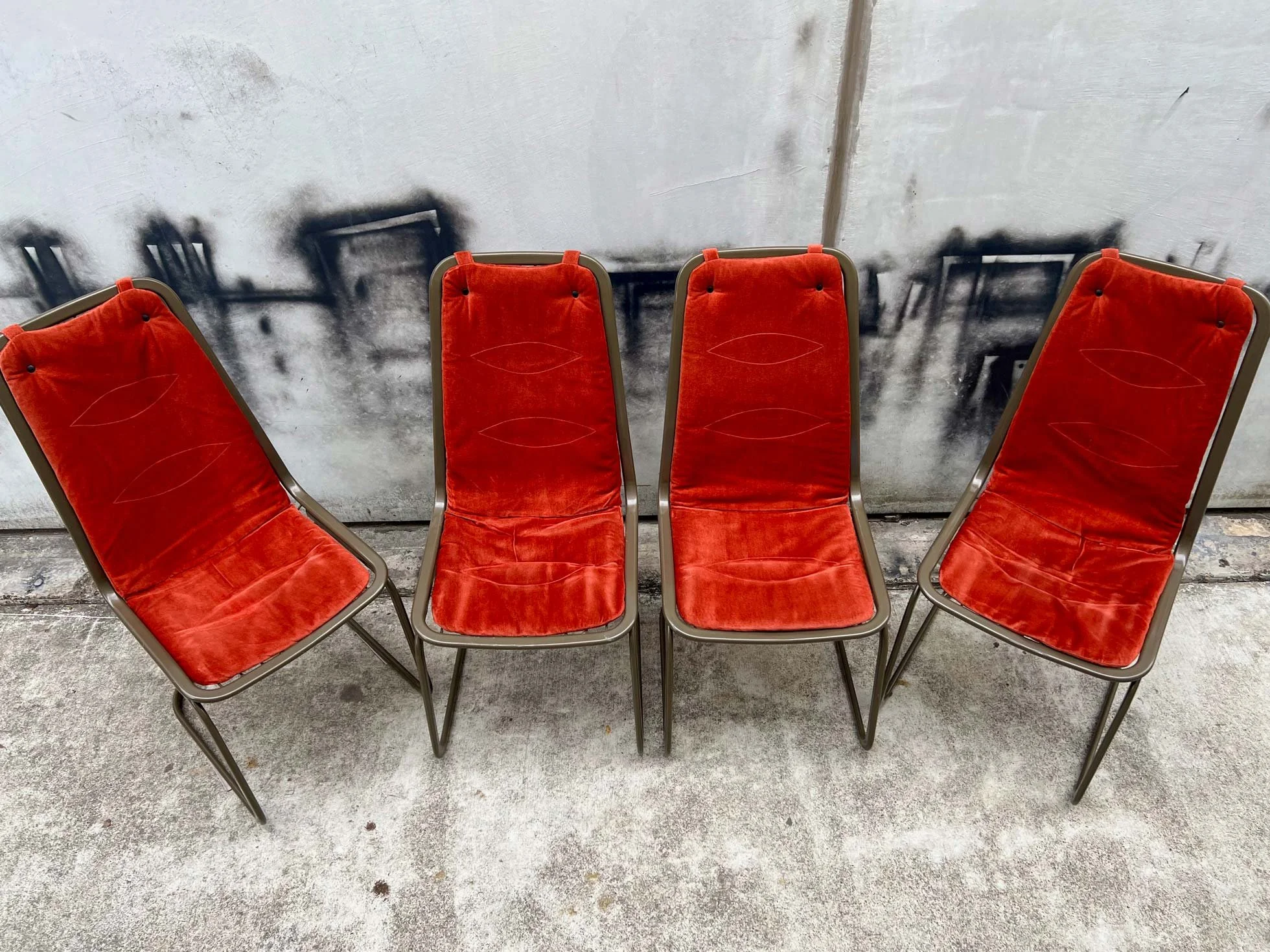 4 x Gastone Rinaldi 1970’s Vintage Post Modern Italian Dining Chairs