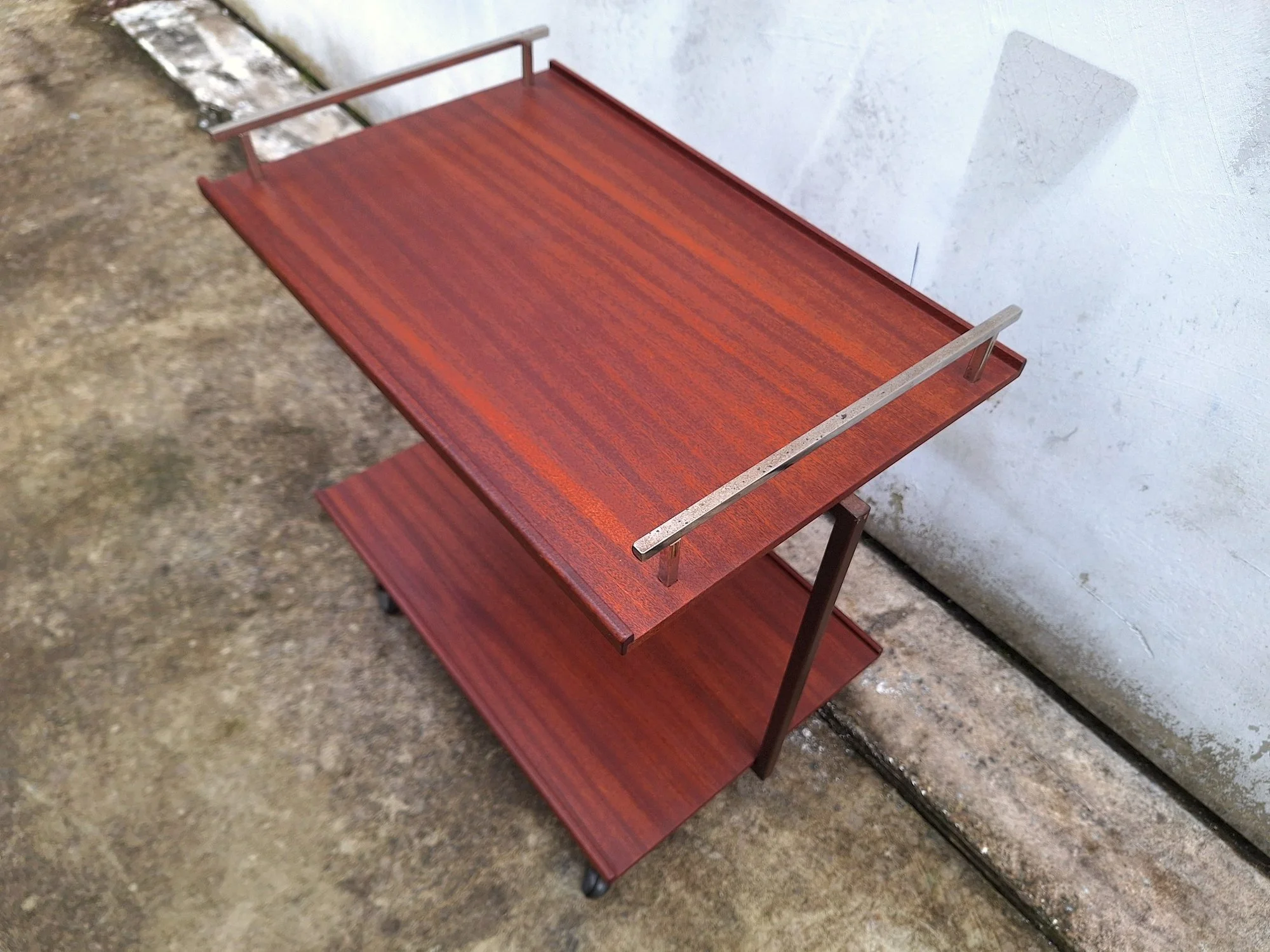 mid century mahogany tea trolley 10