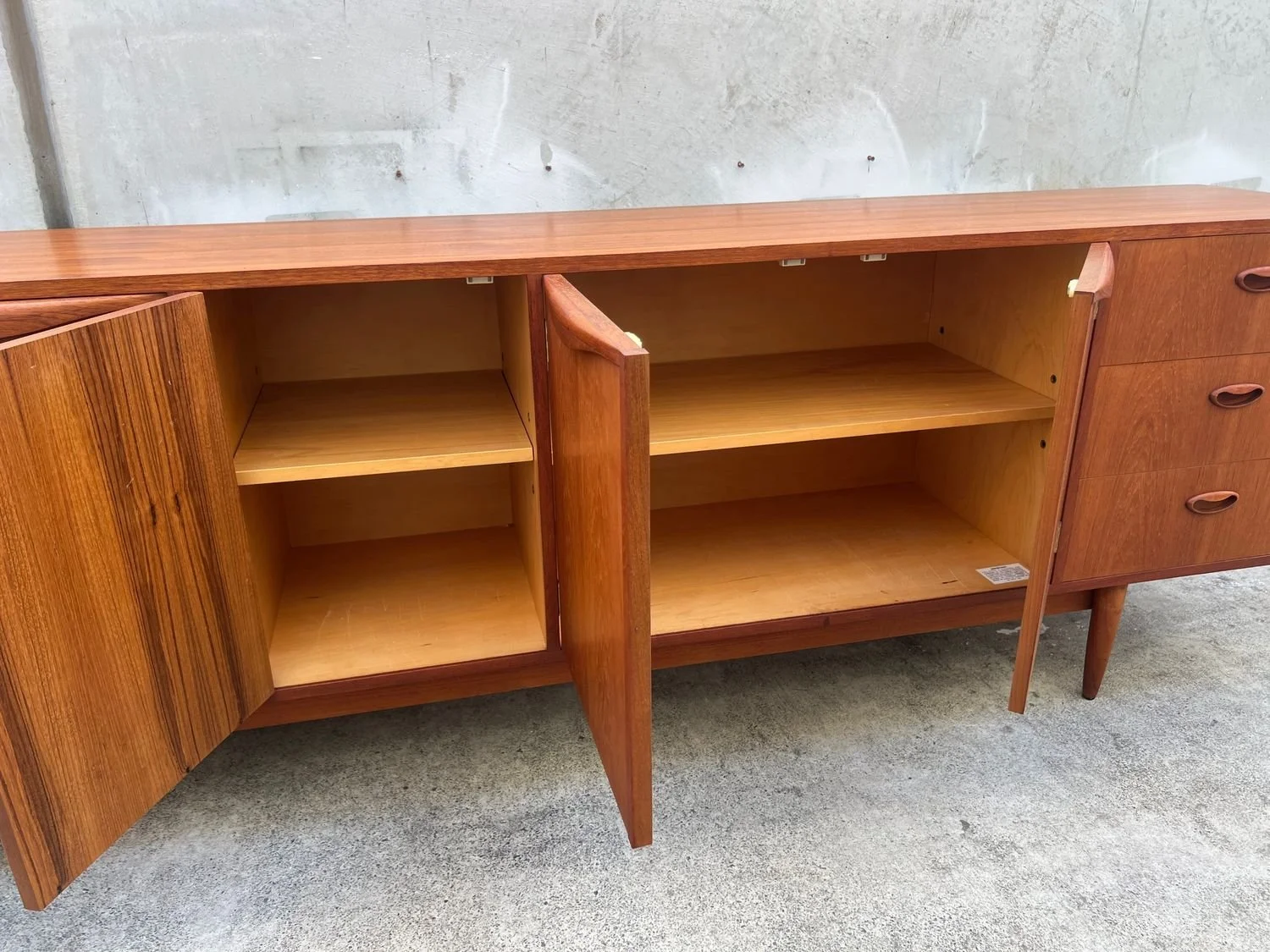Restored Mid-Century Modern Extra Large Chiswell Wave Handle Sideboard
