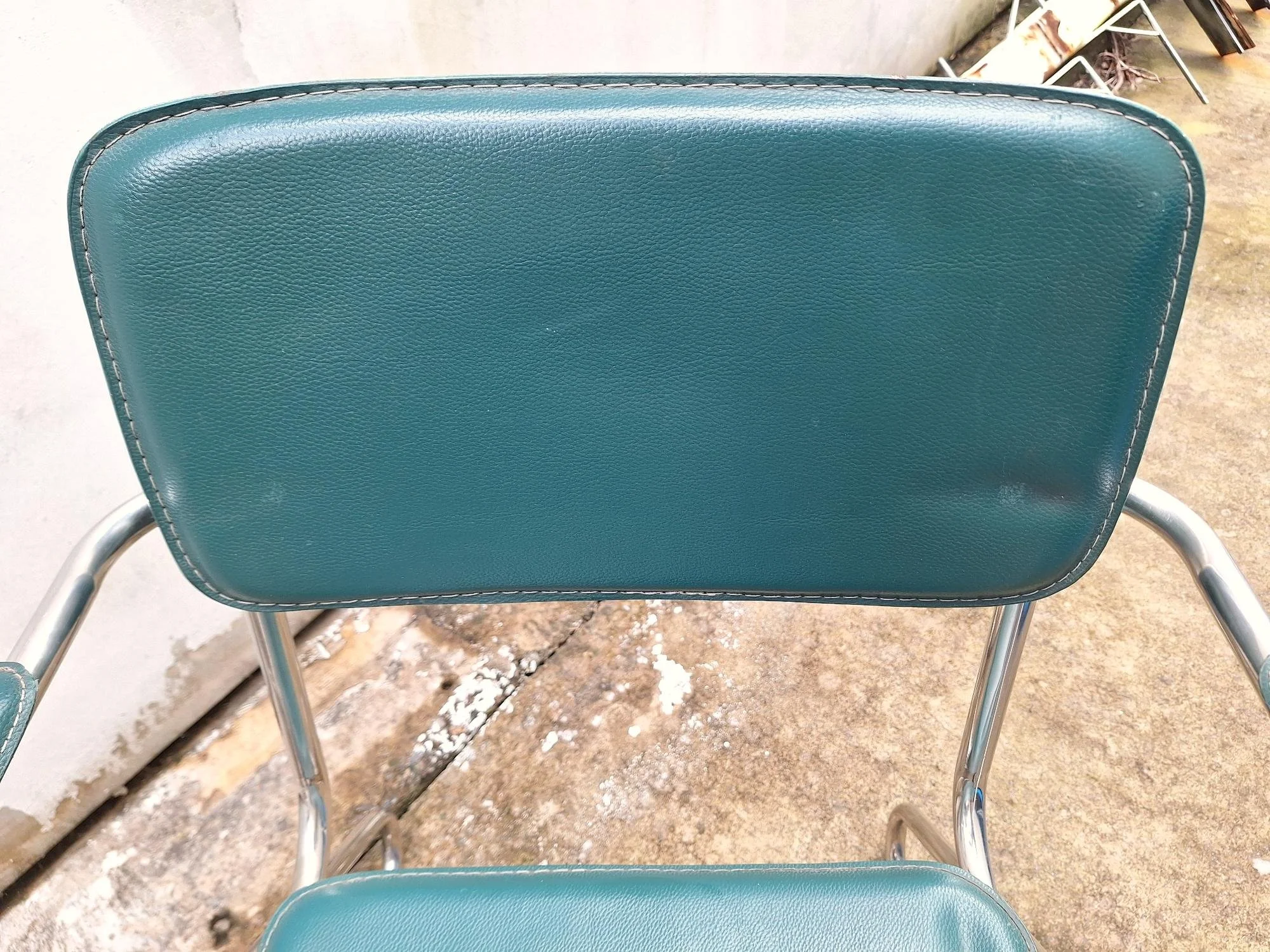midcentury chrome green dining chairs 09