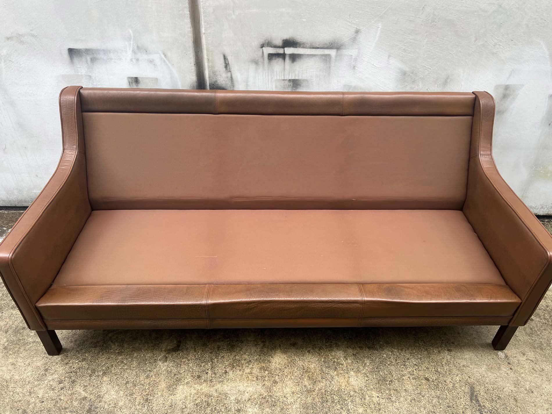 1970’s Børge Mogensen Style Three-Seat Leather Sofa by Georg Thams, Denmark