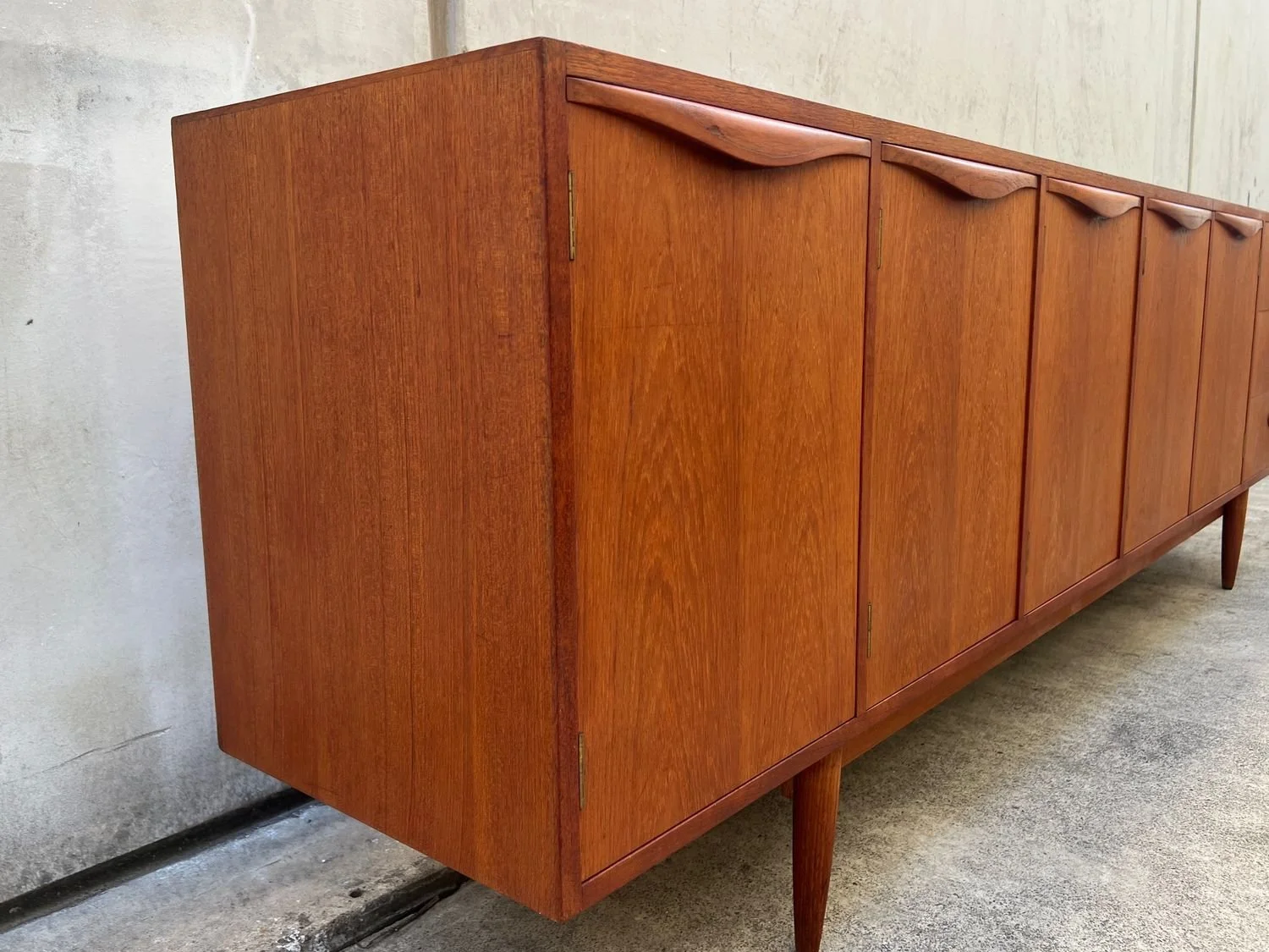 Restored Mid-Century Modern Extra Large Chiswell Wave Handle Sideboard