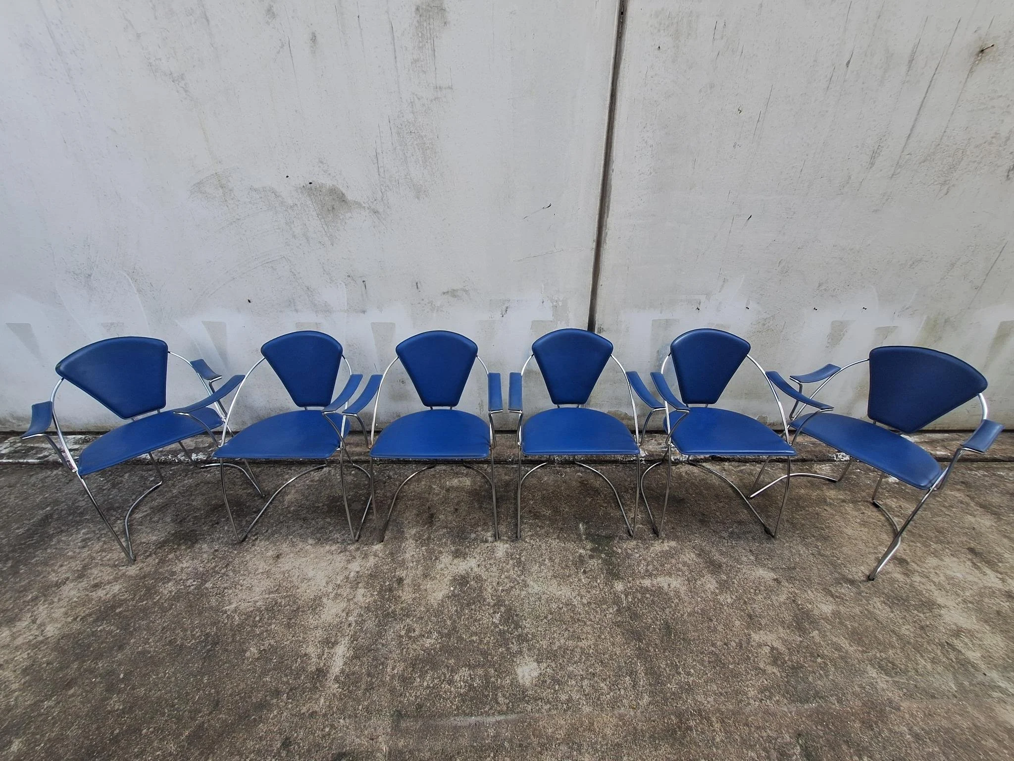 postmodern blue chrome dining chairs hero wide