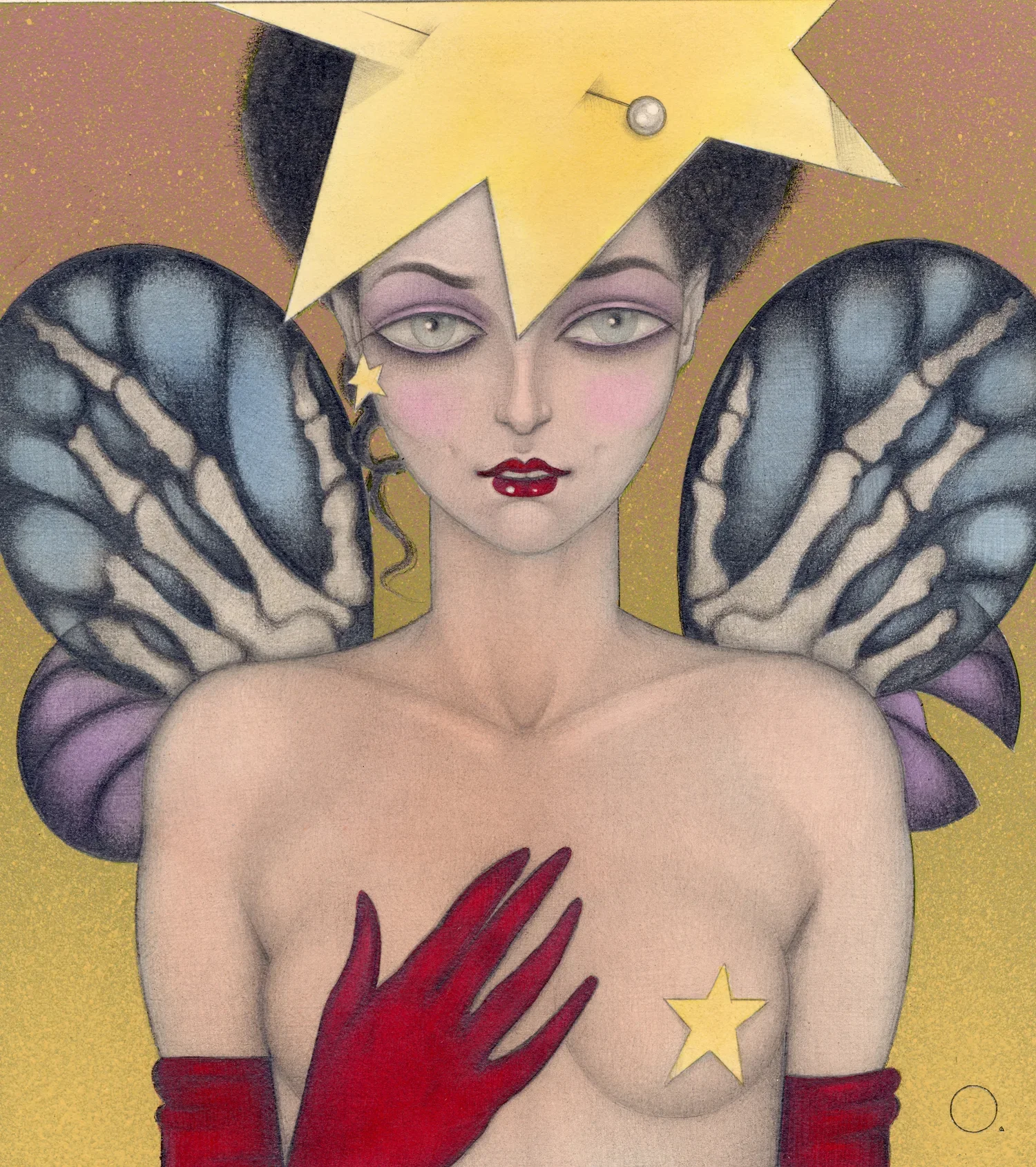 "Estasia", 1992 Graphite, dye, and gouache on board
