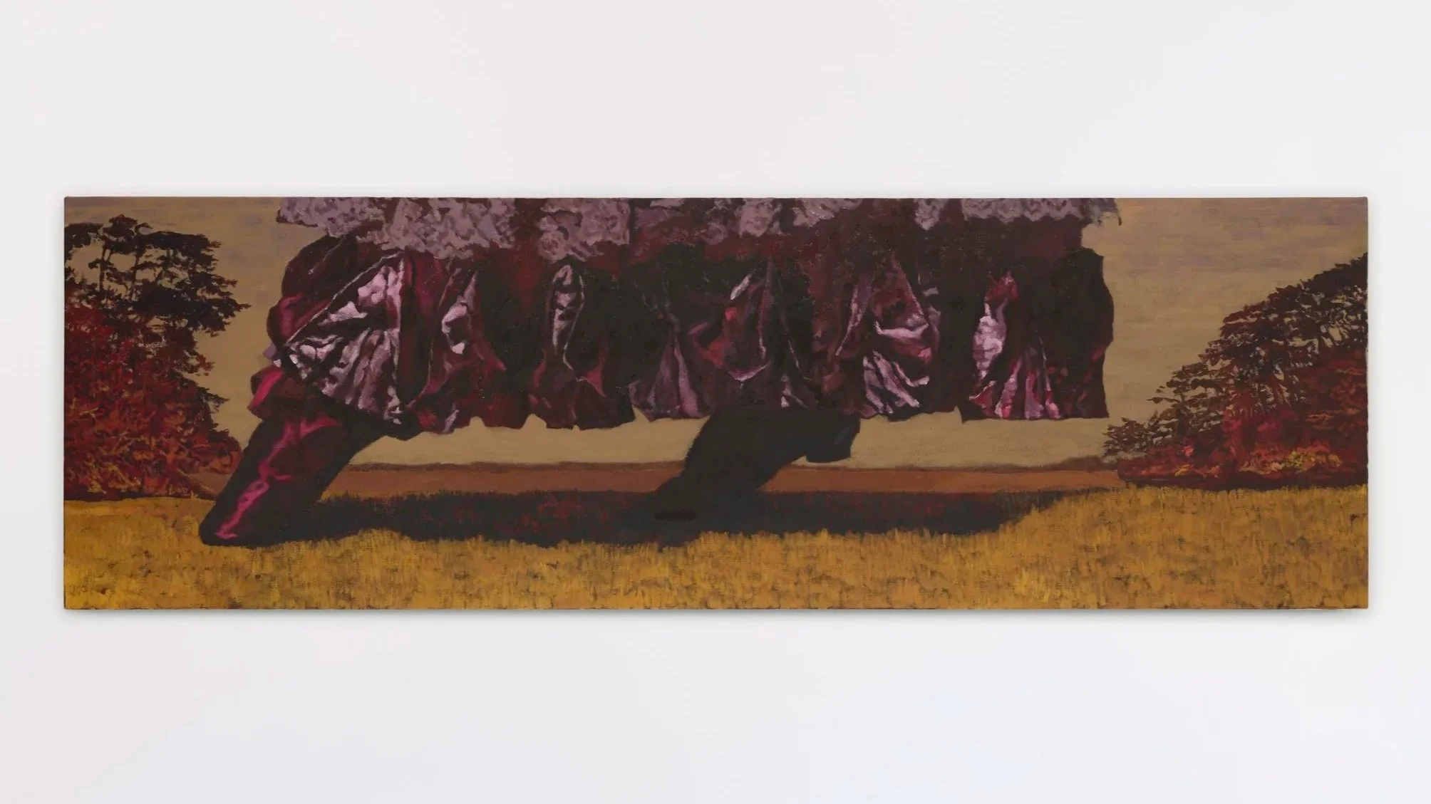 Shuangyi Li "En Route," 2025 Acrylic on linen 27 1/2 x 86 1/2 in (70 x 220 cm)