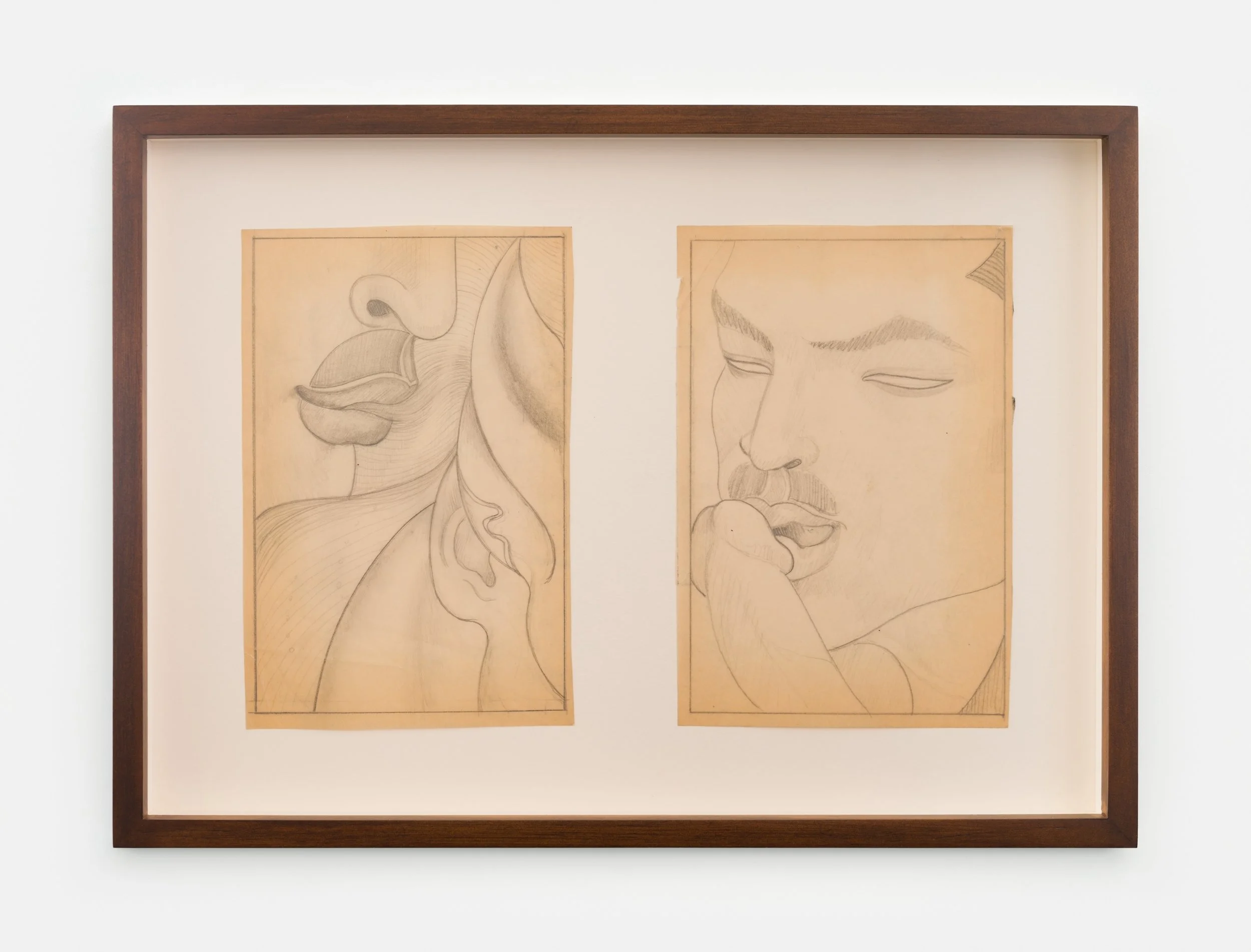 Mel Odom "Rayford (Study I & II)," 1978 Graphite on vellum 9 1/2 x 13 in (24 x 33 cm) framed