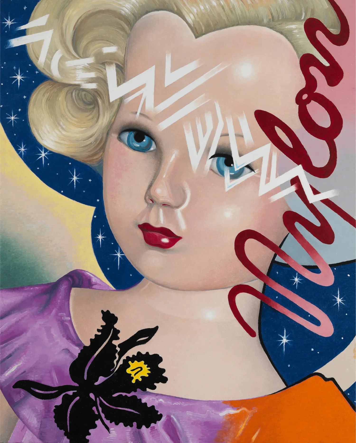 "Nylon Blond (Ocular Migraine)", 2014 Oil on board 25 x 20 inches